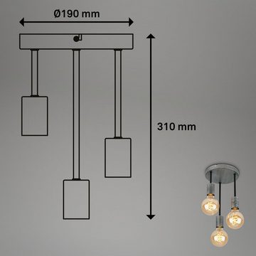 Briloner Leuchten Deckenleuchte 3680-034, ohne Leuchtmittel, 3-flammig, Silver Crafted, Wohnzimmer,E27 Fassung max. 60 Watt