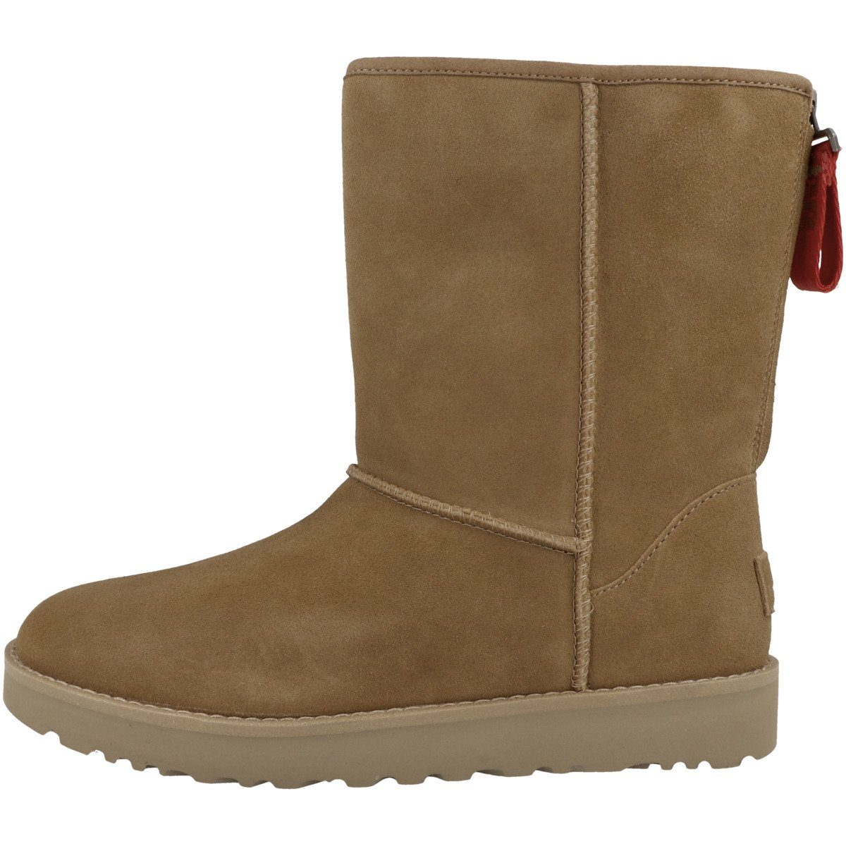 UGG Classic Short Logo Zip Damen Winterboots braun