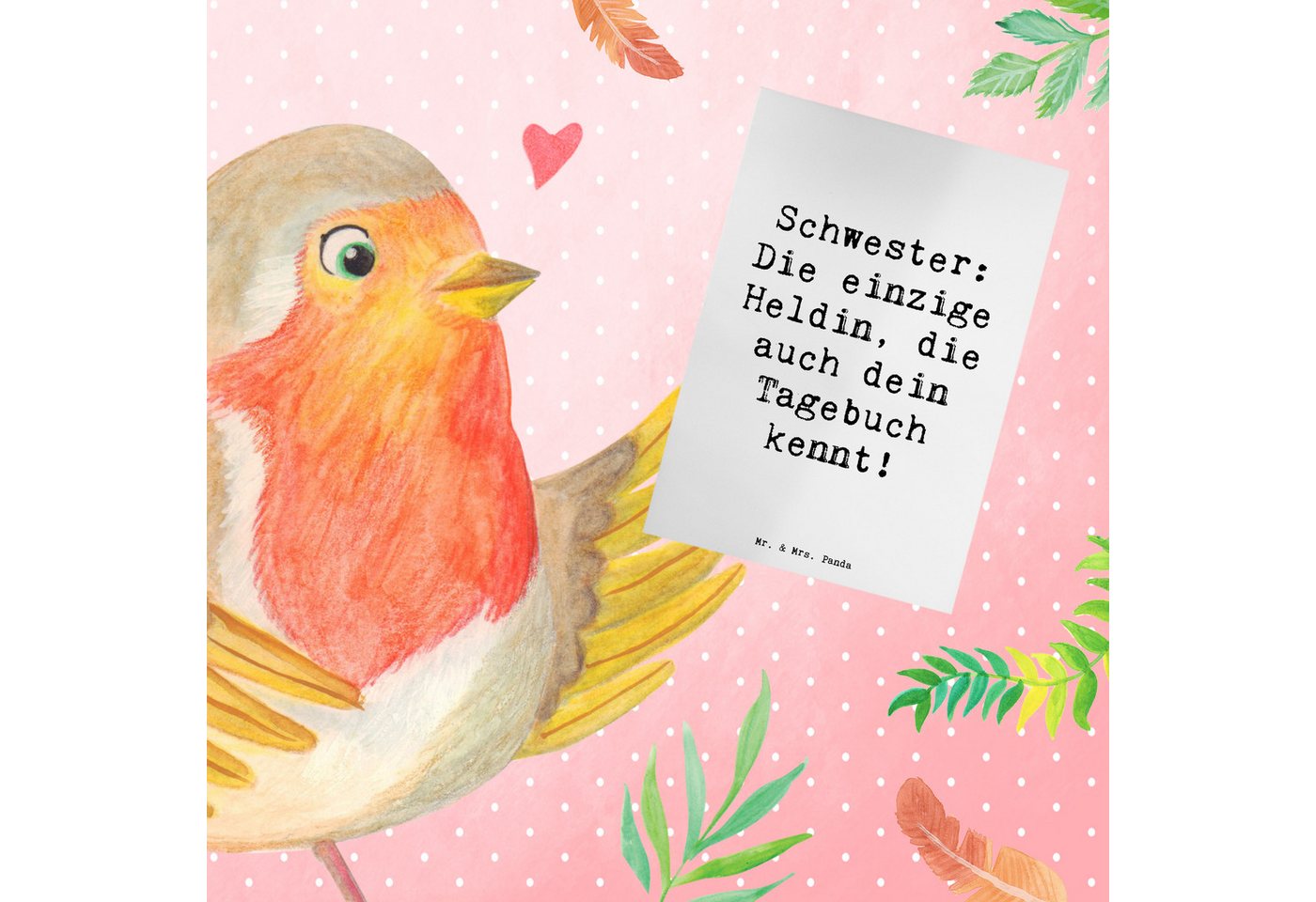 Thumbnail - Mr. & Mrs. Panda Grußkarte Spruch Schwester Heldin - Weiß - Geschenk, gemeinsame Geheimnisse, Ho