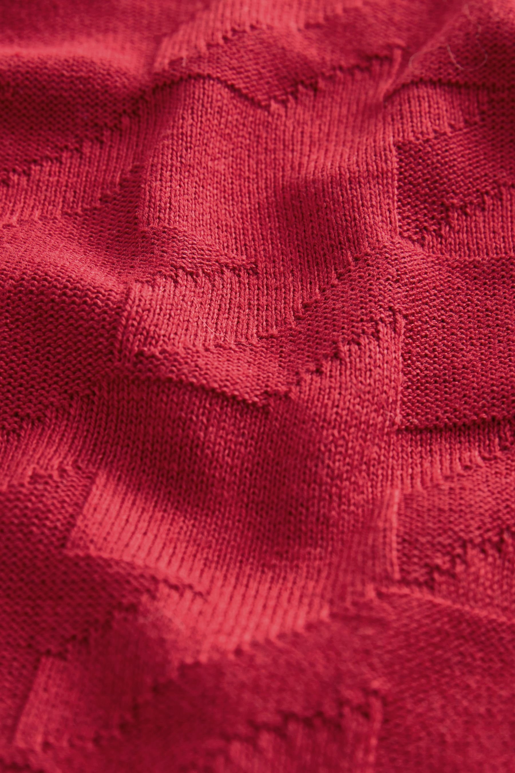 Next mit (1-tlg) Red Pullover Rundhalspullover Textured Rundhalsausschnitt