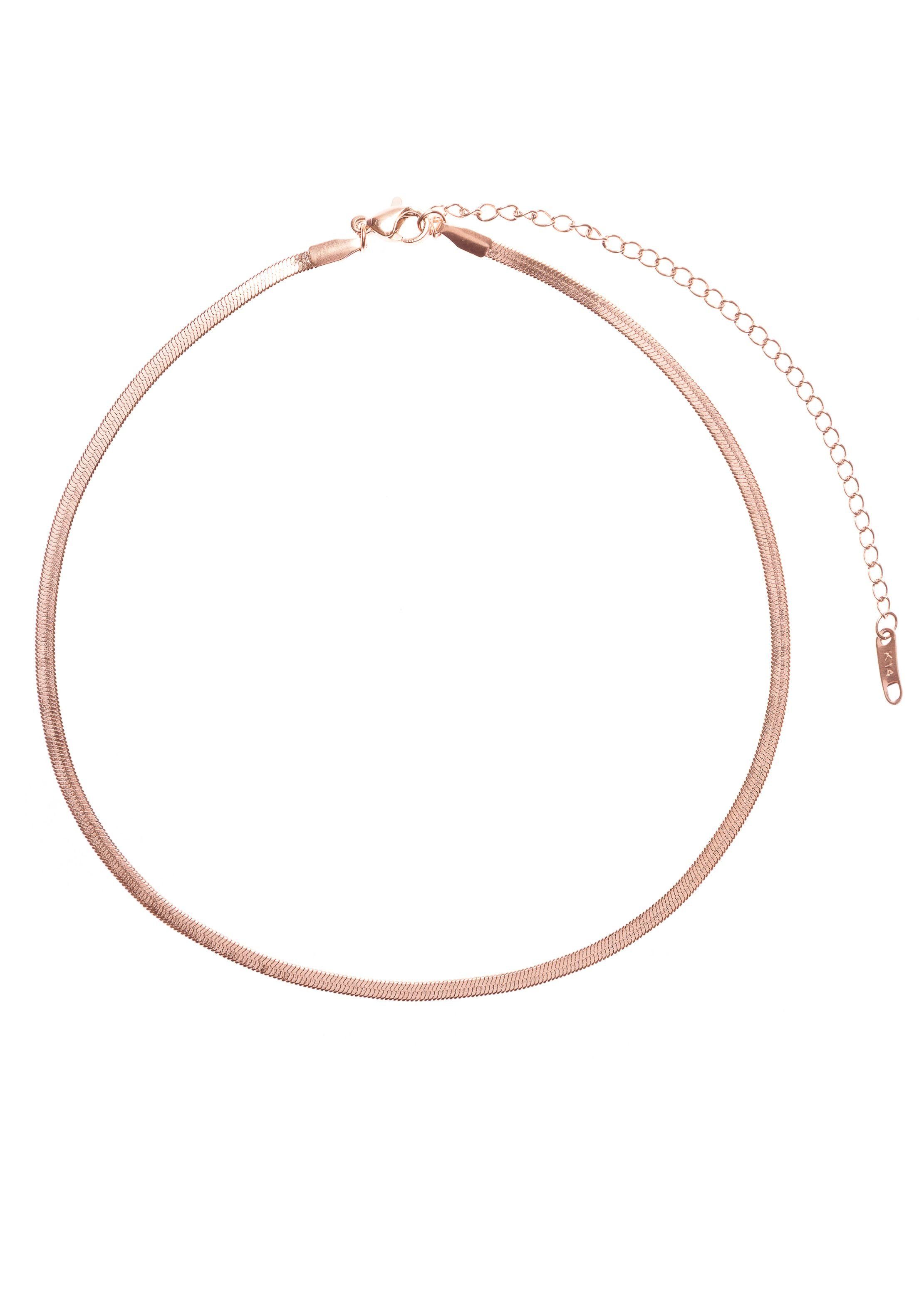 Hey Happiness Choker Kette Schlange kurz, 18K Roségold vergoldet, Edelstahl Damen Halskette Snake Fischgräte, wasserfest