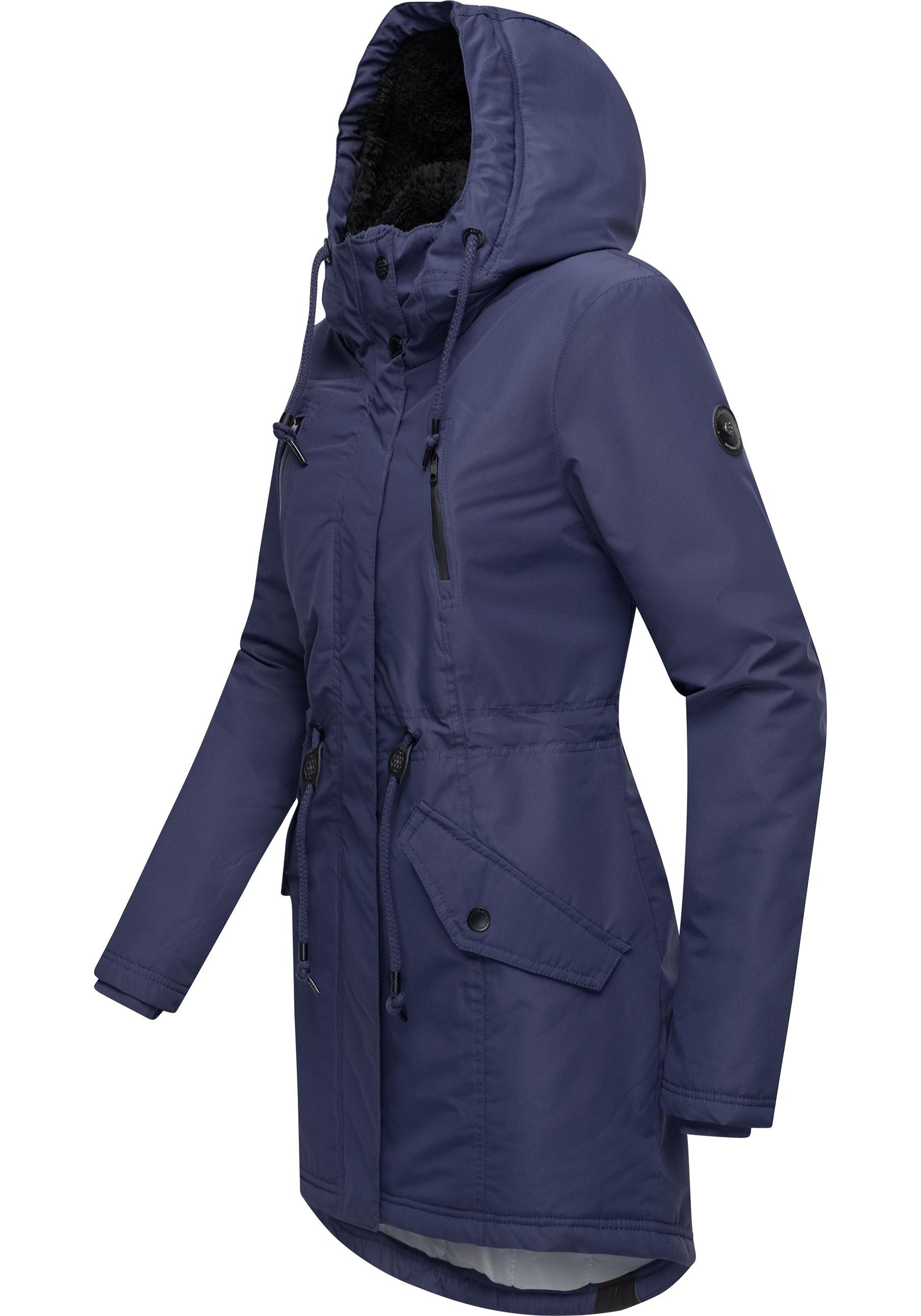 Ragwear Wintermantel Elsien wasserdichter Winterparka mit Teddyfell-Futter