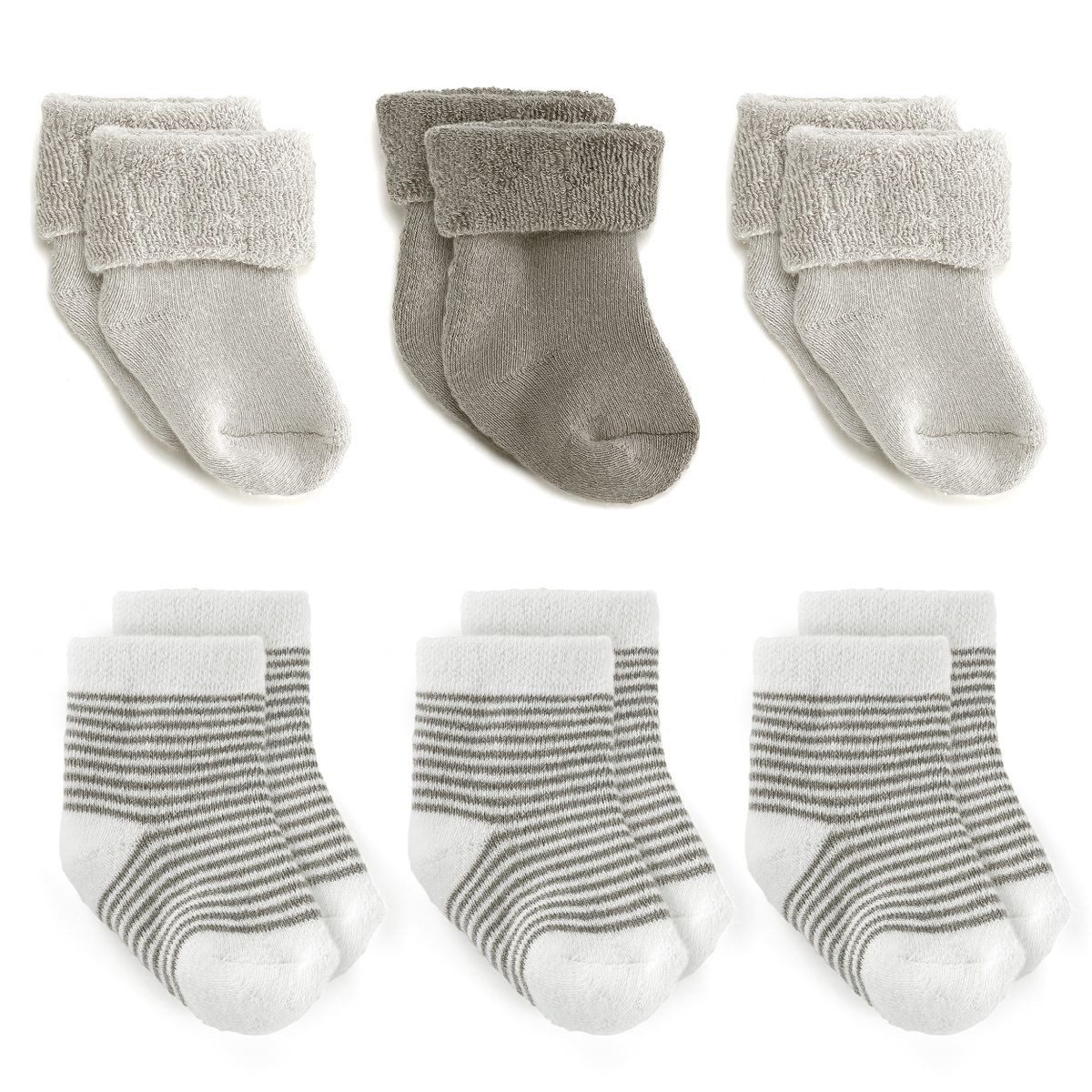 LaLoona Kurzsocken Natur Baby Socken Set (0-3 Monate) 6 Paar warme Babysöckchen Erstlingssocken