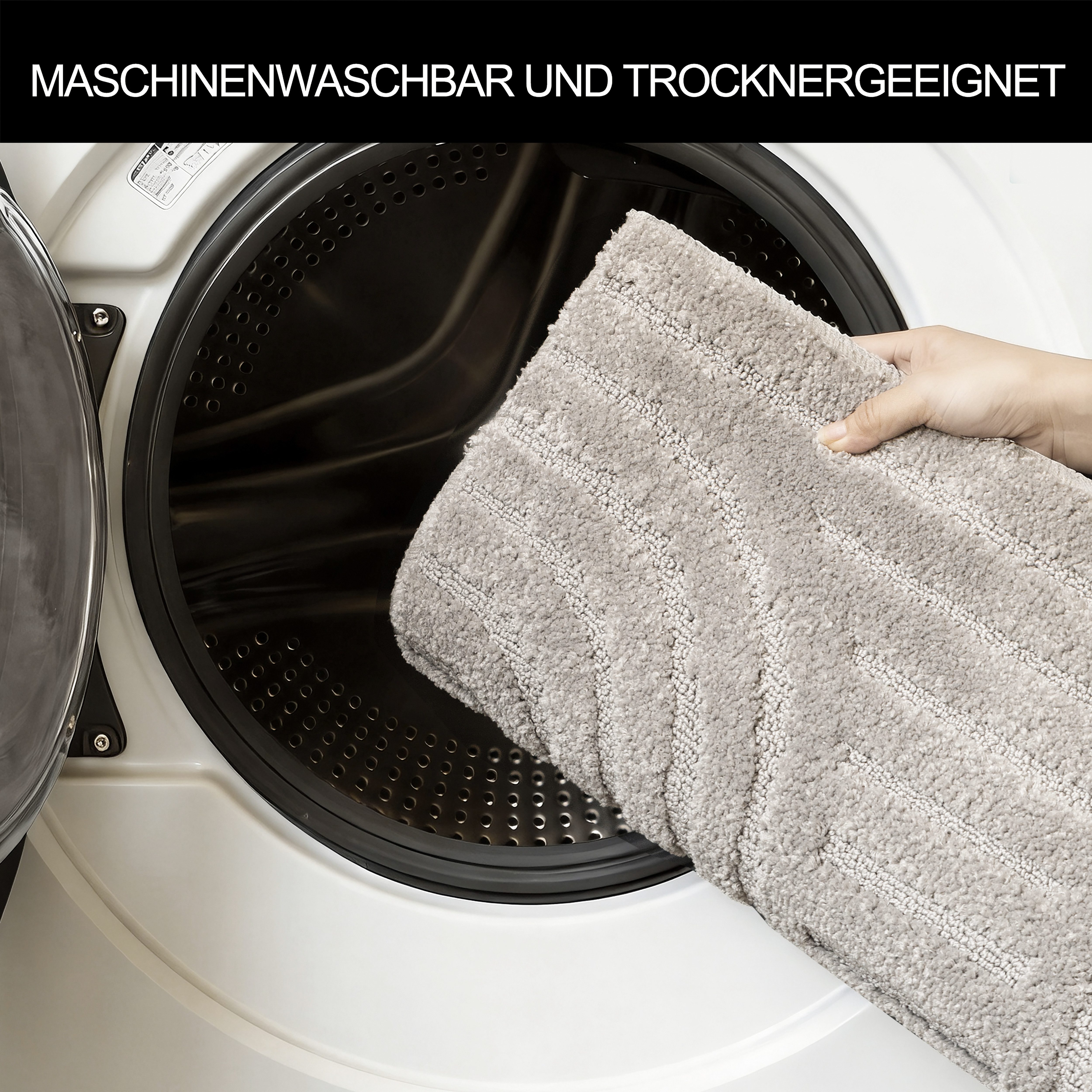 OTTO home Badematte Regona Scandi, Badvorleger, Badezimmer Teppich, Duschvorleger, Höhe 10 mm, rutschhemmend beschichtet, strapazierfähig, Polyester, halbrund,  – Bild 5 von 5