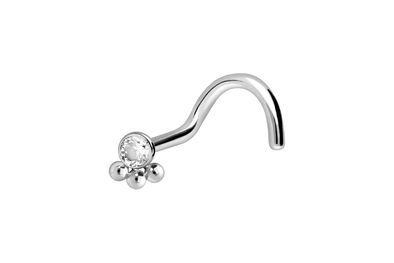 PIERCINGLINE Nasenpiercing Titan Nasenstecker Spirale KRISTALL + 3 KUGELN (Nasenstecker, 1-tlg)