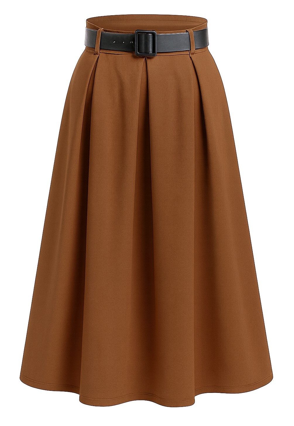 Mississhop A-Linien-Rock Eleganter Faltenrock mit Gürtel – mittellang M.430