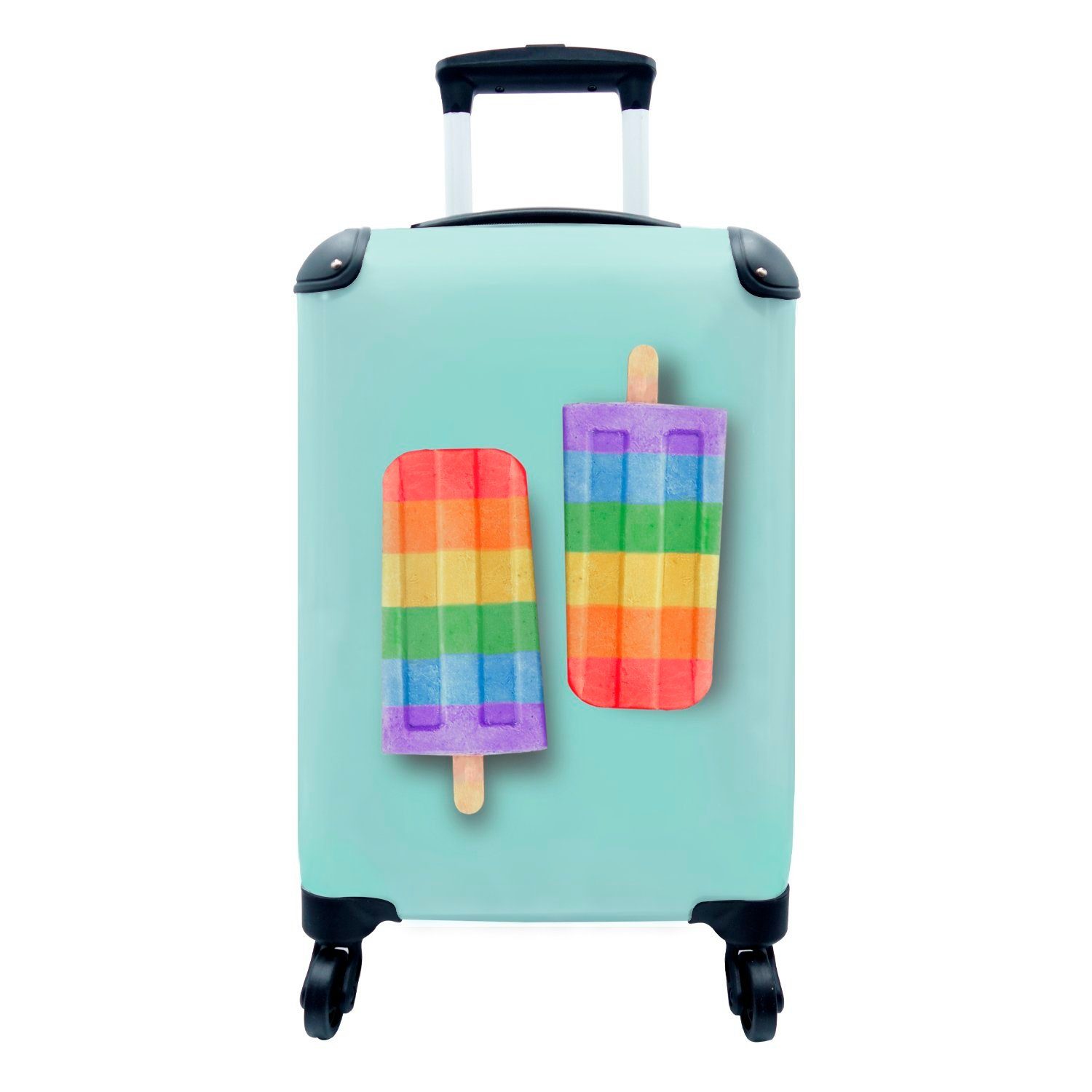 MuchoWow Handgepäckkoffer Regenbogen-Eiscremes, mit 4 Reisekoffer Trolley, Rollen, Handgepäck für rollen, Reisetasche Ferien