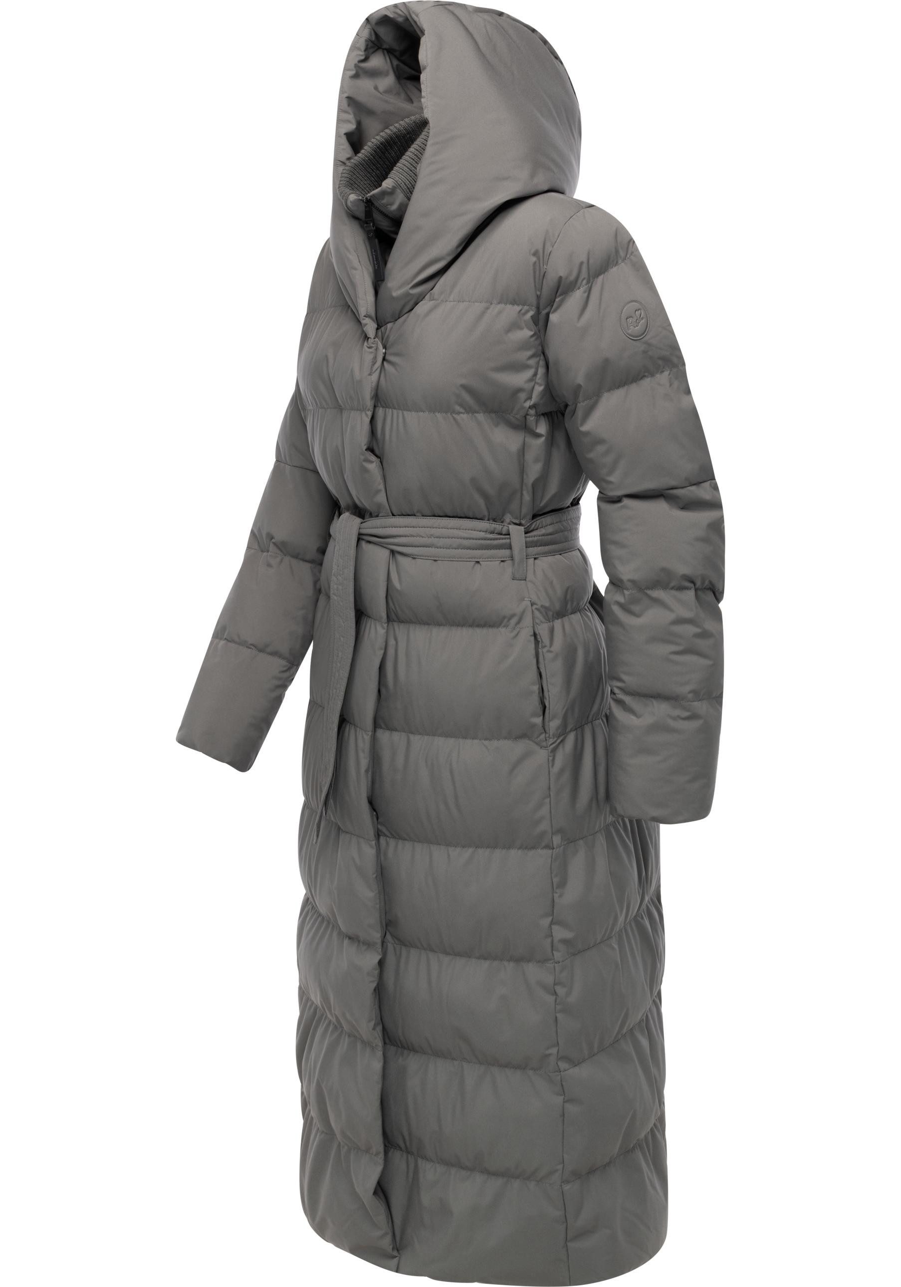 Ragwear Steppmantel Niani Long Langer warmer Wintermantel mit Bindegürtel – Bild 2 von 5