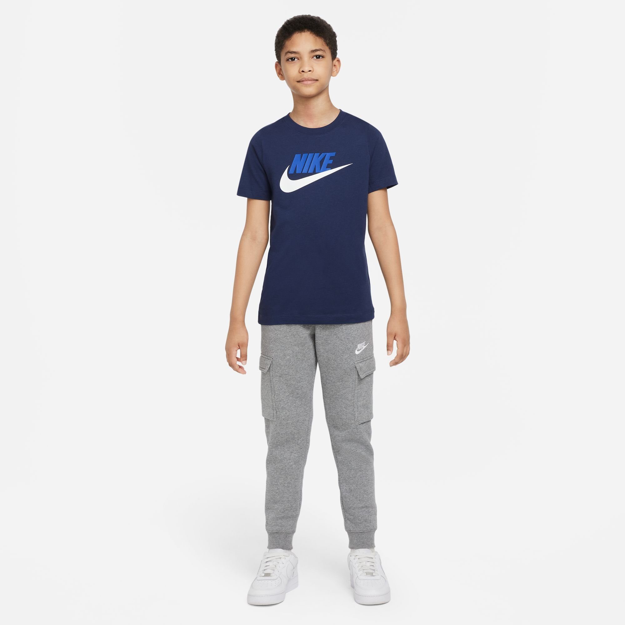 NAVY/WHITE MIDNIGHT T-SHIRT Sportswear KIDS' COTTON T-Shirt BIG Nike