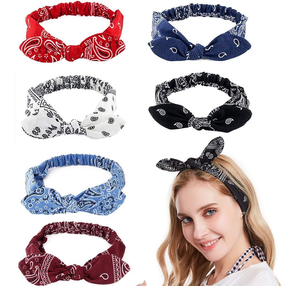 Zaewry Stirnband Damen, 6er Pack, Mehrfarbig, Print, Tie-dye Weiches Haarband Damen (5-St) Elastisch Rutschfest Schweißableitend, für Yoga Fitness Workout
