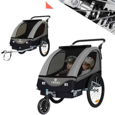 TIGGO Fahrradkinderanhänger Kinderanhänger 2 in 1 Kinderfahrradanhänger Fahrradanhänger, für 1-2 Kinder inkluve Joggerkit