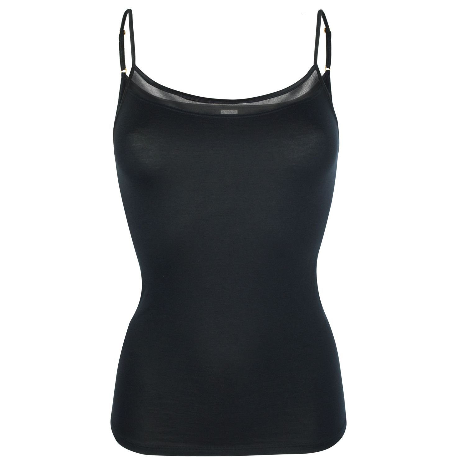 Stück) elastischen 3 Unterhemd Schwarz mit Modal-Qualität Tüll-Einsatz Pack feinem (Mehrpack, 3er Pompadour im 3-St., in