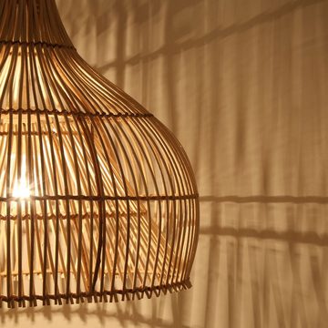 Casa Moro Deckenleuchten Rattan Lampe Elia Pendelleuchte Deckenleuchte Esszimmer Wohnzimmer, ohne Leuchtmittel, hndgefertigte Hängeleuchte aus Rattangeflecht