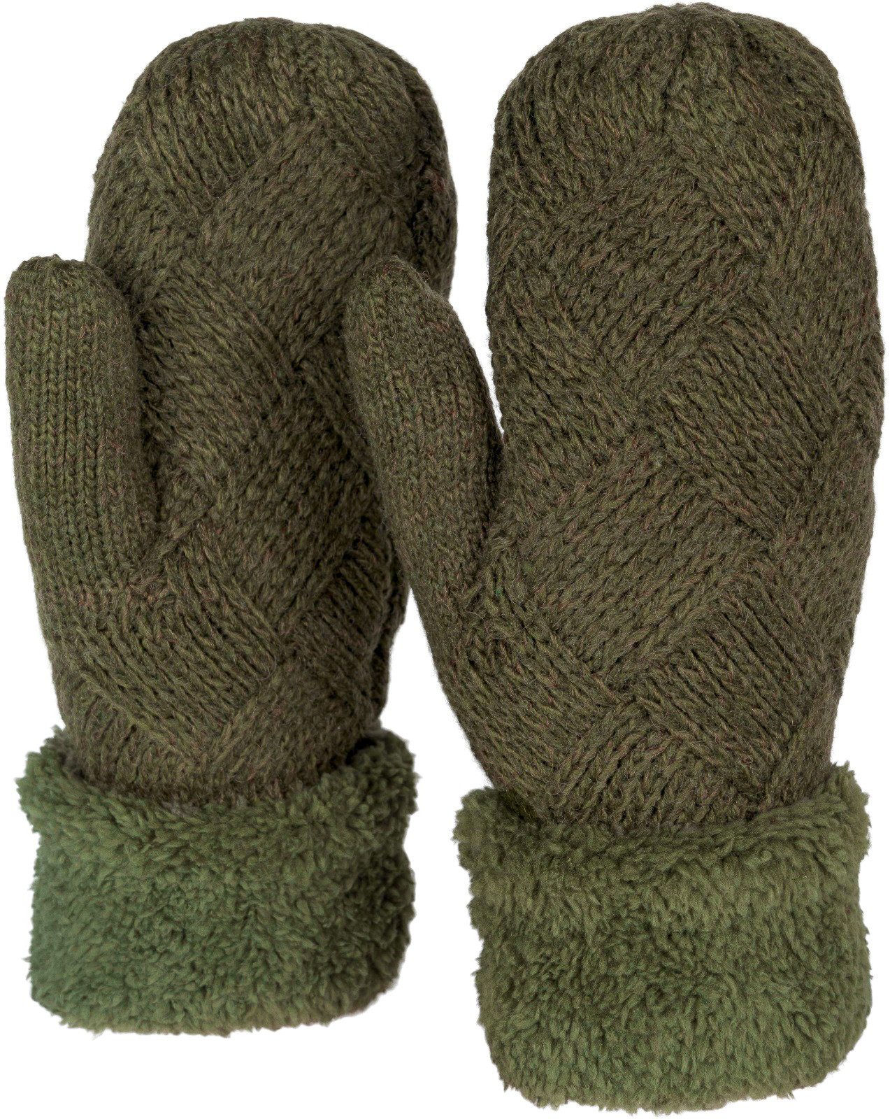 styleBREAKER Fäustlinge Strickhandschuhe Fäustlinge mit Rauten Muster und Fleece (1-St)