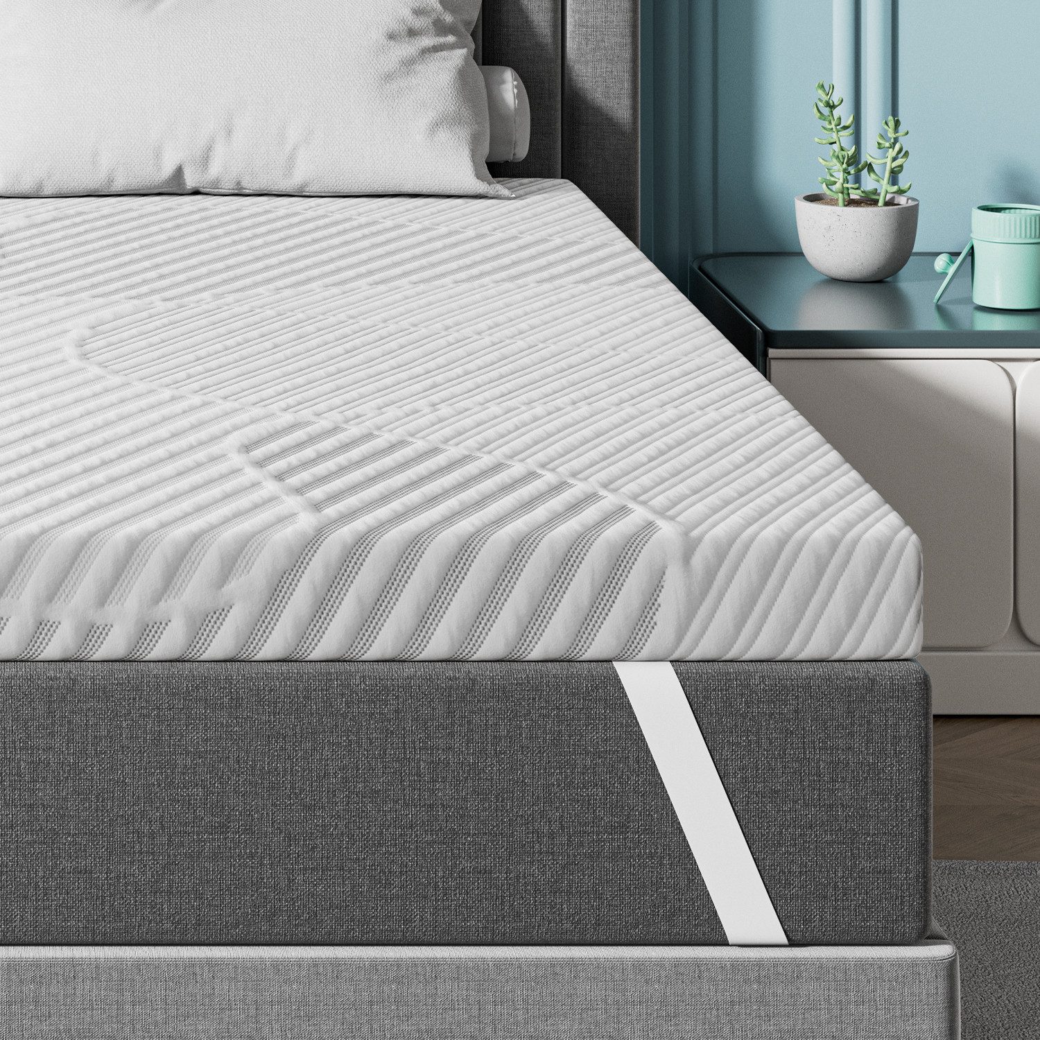 BedStory, Topper Matratzentopper Gel-Memory-Schaum H2/H3, mittelharter Schaum, 7 cm hoch, (Packung), 2 Härtegrade in 1, atmungsaktiver Bezug waschbar, rutschfest, OEKO-TEX