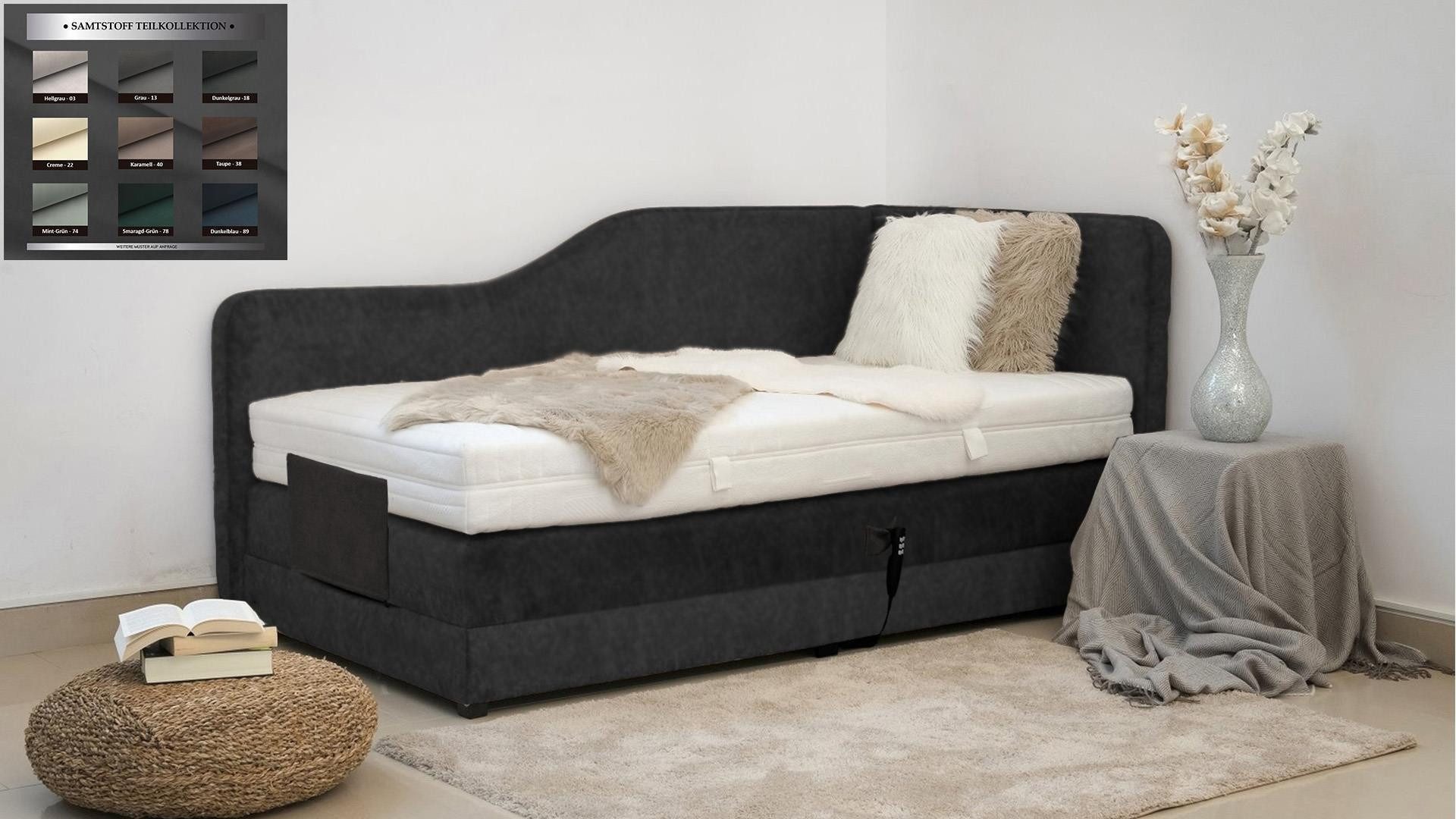 PAARA Boxspringbett Box Alexandria elektrisch verstellbar mit Motor alles, inkl. Matratze und Topper, mit einzigartigem Belüftungssystem