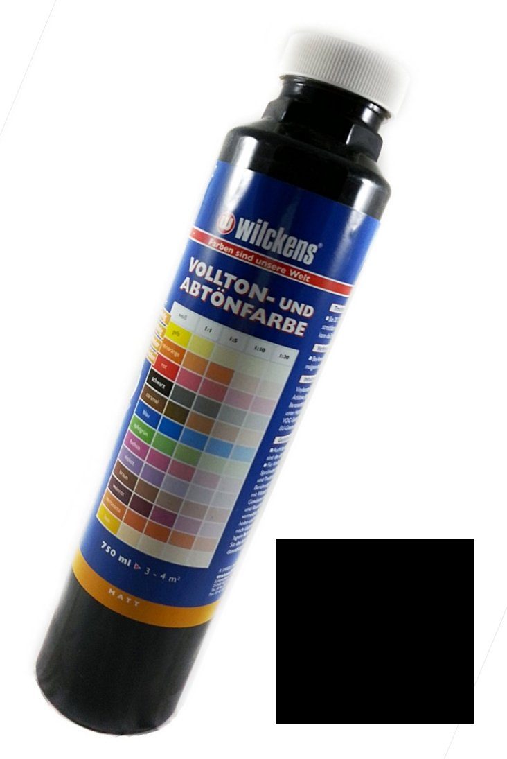 Wilckens Farben Vollton- und Abtönfarbe 750 ml Wandfarbe Abtönfarbe Schwarz Matt