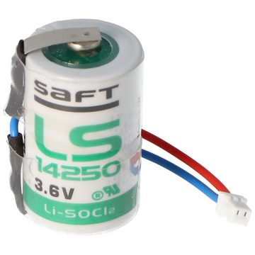 Saft Saft Lithium 3,6V Batterie LS14250 mit Kabel und Stecker mittig an de Batterie, (3,6 V)