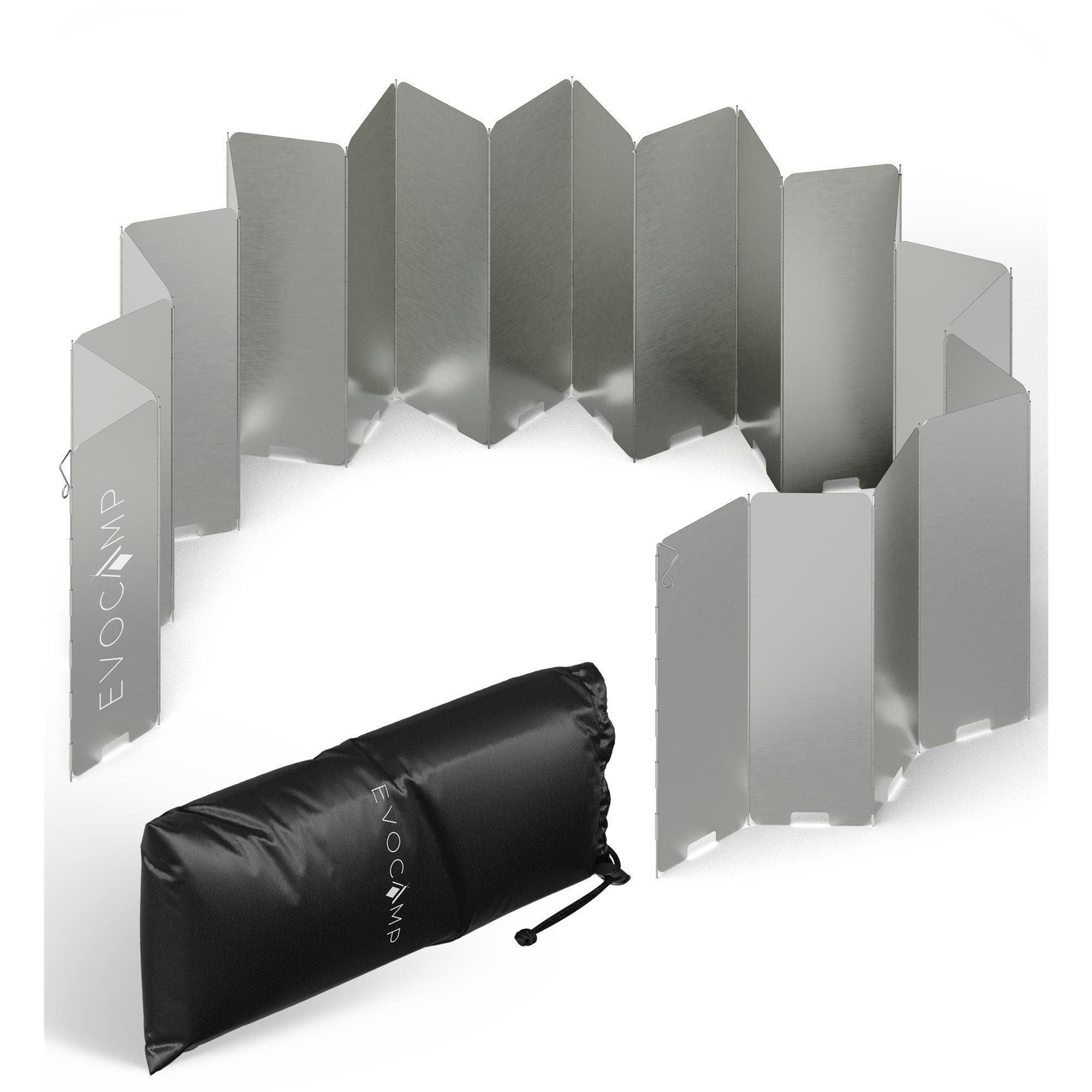 EVOCAMP Gaskocher Windschutz faltbar in 3 Größen inklusive Tasche, Windfang für Outdoor, (22-St), faltbar und vielseitig einsetzbar beim Camping und Outdoor-Grillen