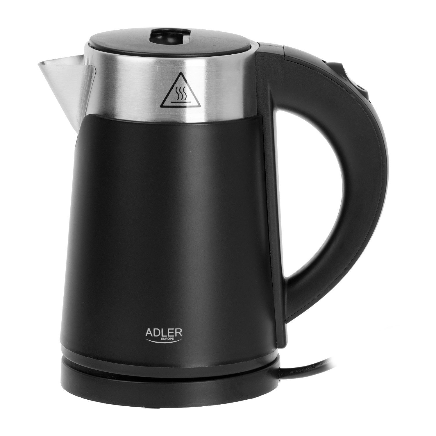 Adler Wasserkocher Elektrischer Wasserkocher aus Metall, 0,6 l, 800 W, AD 1372, 0,6 l, 800 W, Taste zum Öffnen des Deckels