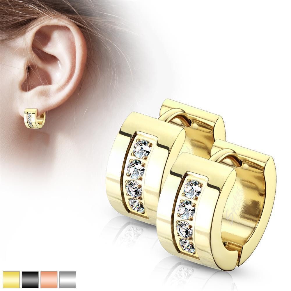 BUNGSA Creolen-Set Kristall-Creolen breit 7mm aus Edelstahl Damen rosegold (1 Paar (2 Stück), 2-tlg), Ohrschmuck Ohrringe