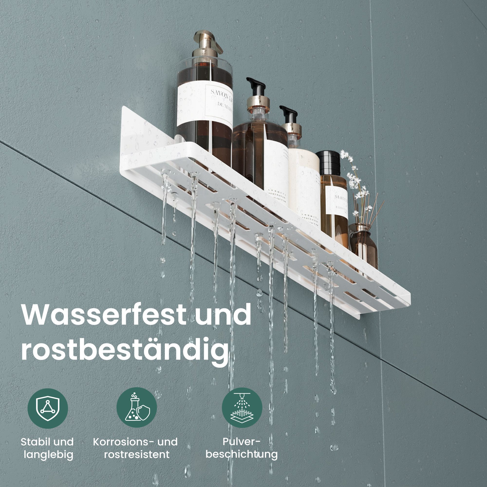 Mai & Mai Duschablage Duschregal selbstklebende Badezimmerablage zur Wandmontage Reglo-01, Magnetisch, Pulverbeschichtet