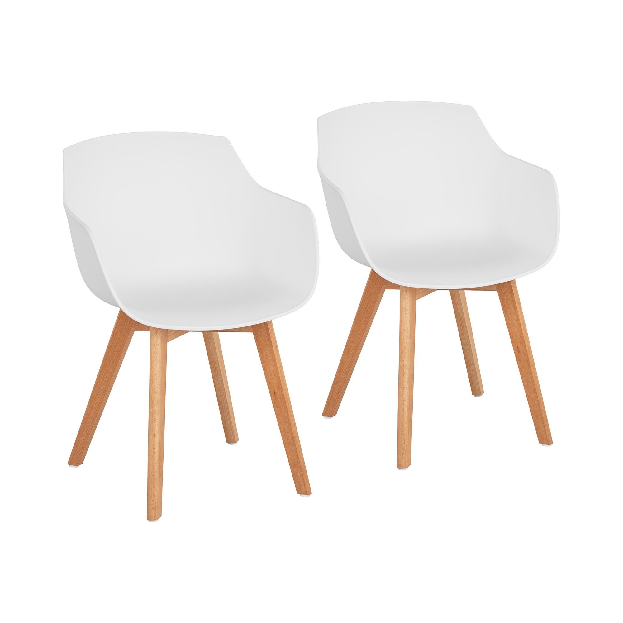 Fromm&Starck Esszimmerstuhl Stuhl 2er Set Lehnstuhl Küchenstuhl Holzbeine bis 150 kg Designstuhl, Weiß