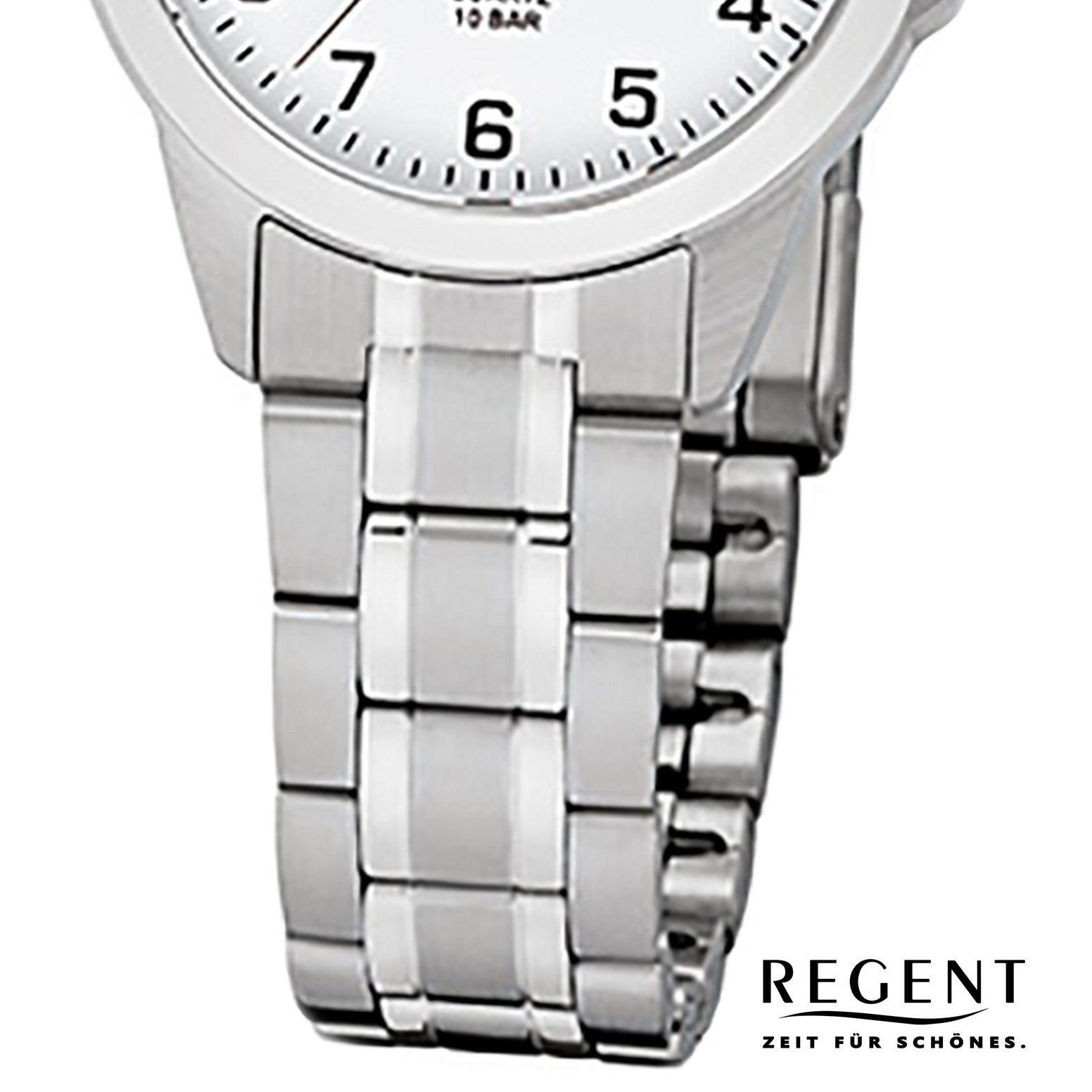 Regent Quarzuhr Regent Damen-Armbanduhr silber Analog, (Analoguhr), Damen Armbanduhr rund, klein (ca. 29mm), Edelstahlarmband
