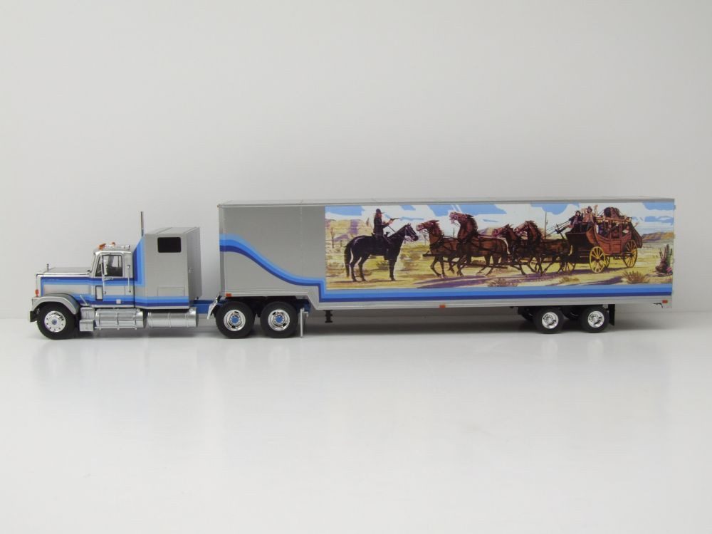 ixo Models Modellauto GMC General Koffer Sattelzug 1980 weiß blau, Maßstab 1:43