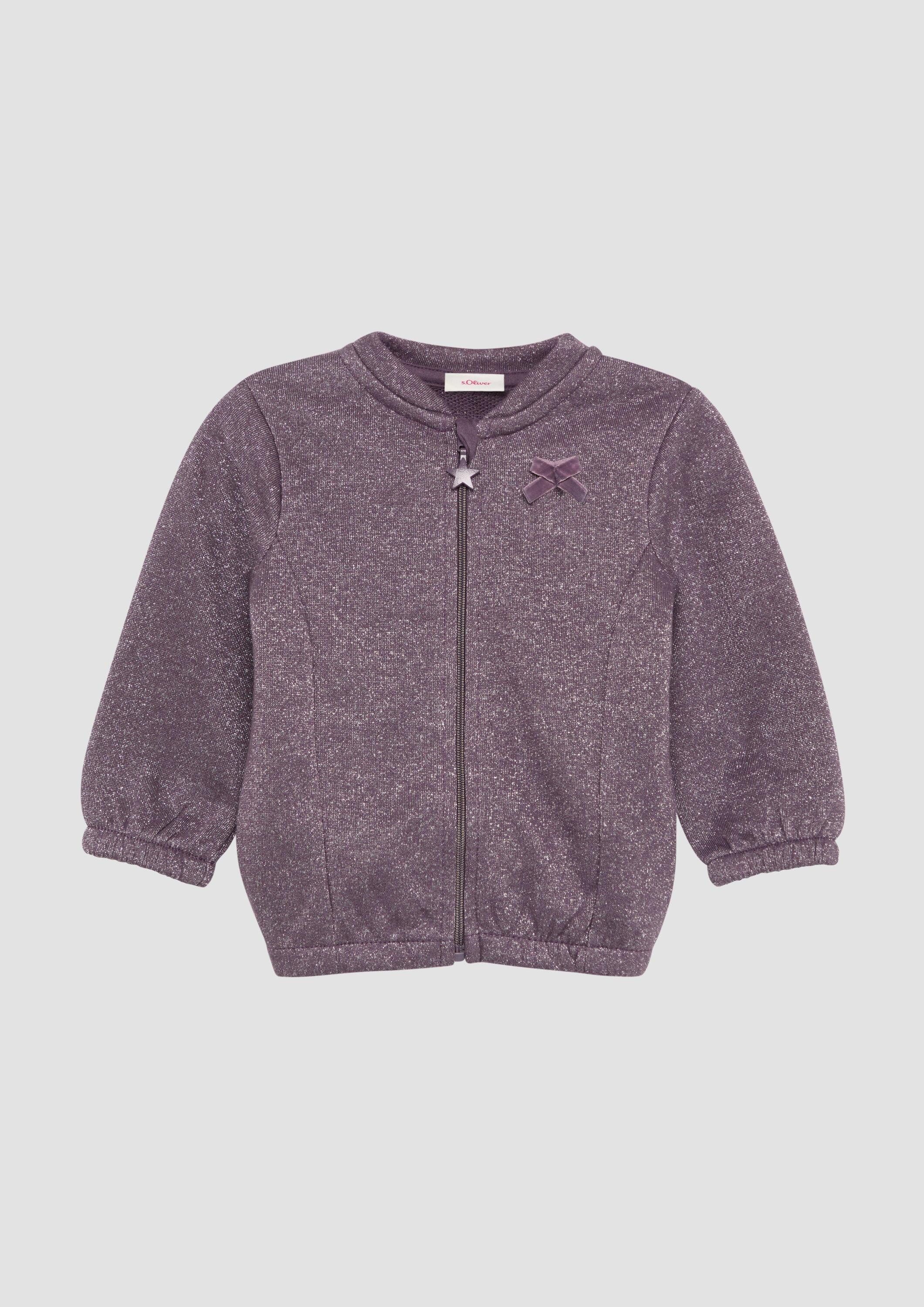 s.Oliver Sweatjacke Sweatshirt Jacke Glitzernde Sweatjacke mit Sternchen-Reißverschluss