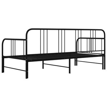 furnicato Bett Tagesbett Ausziehbar Schwarz Metall 90x200 cm