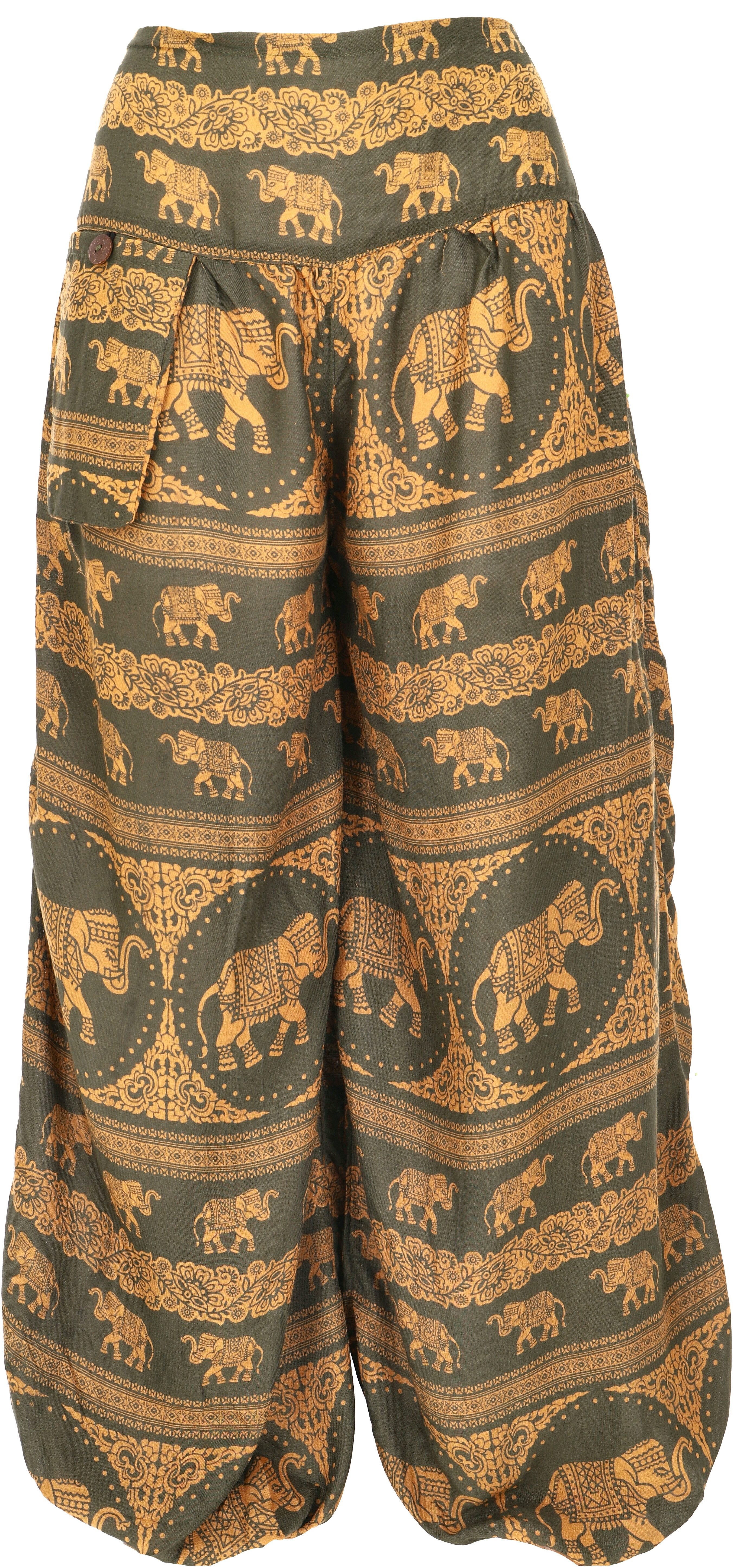 Guru-Shop Relaxhose Luftige Pluderhose mit Elefantendruck,.. günstig online kaufen