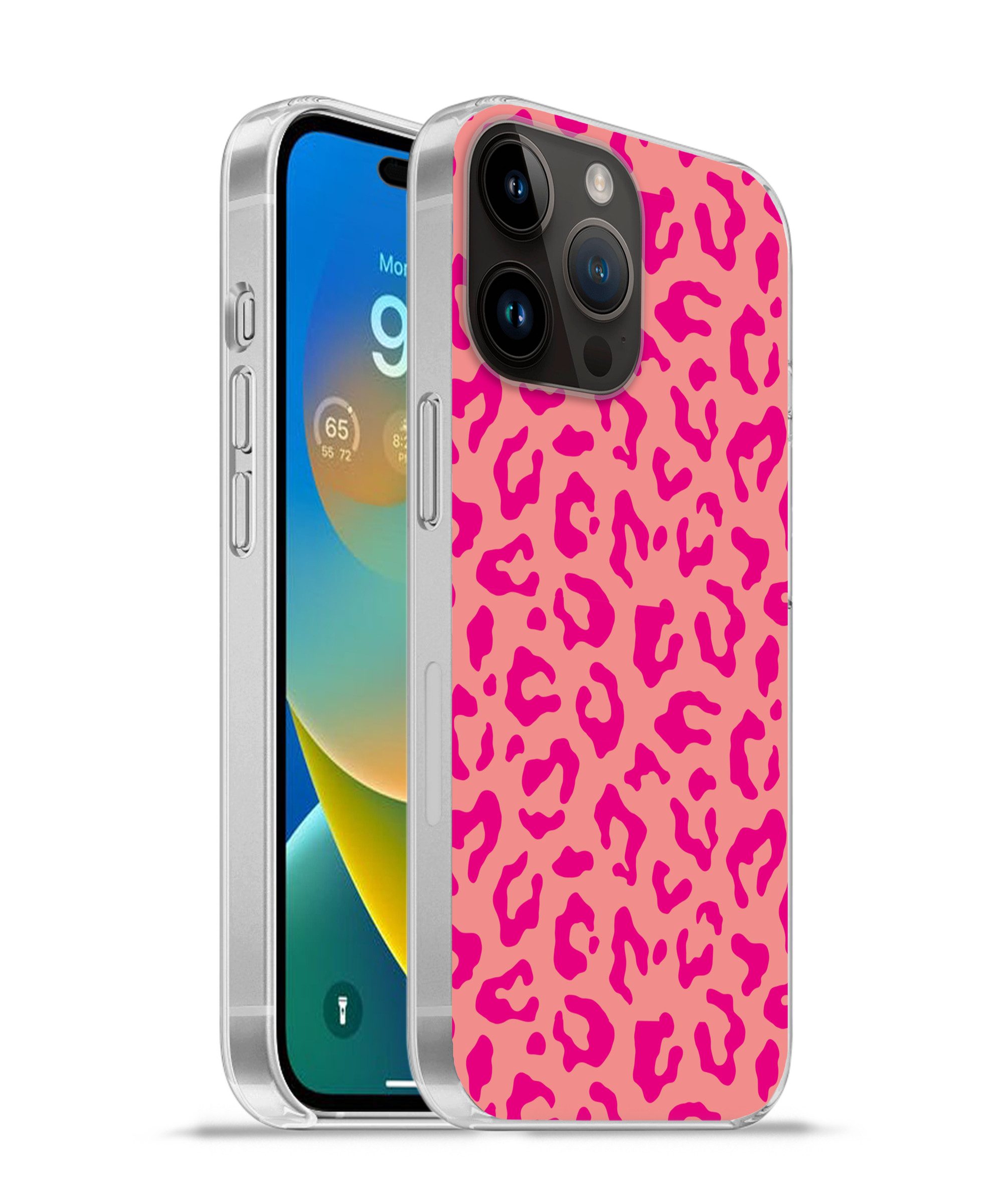 MuchoWow Handyhülle für Apple iPhone 14 Pro Max Pantherdruck - Rosa - Tierdruck - Minimali, Smartphone-Bumper, Print, Handy Schutzhülle Dünn