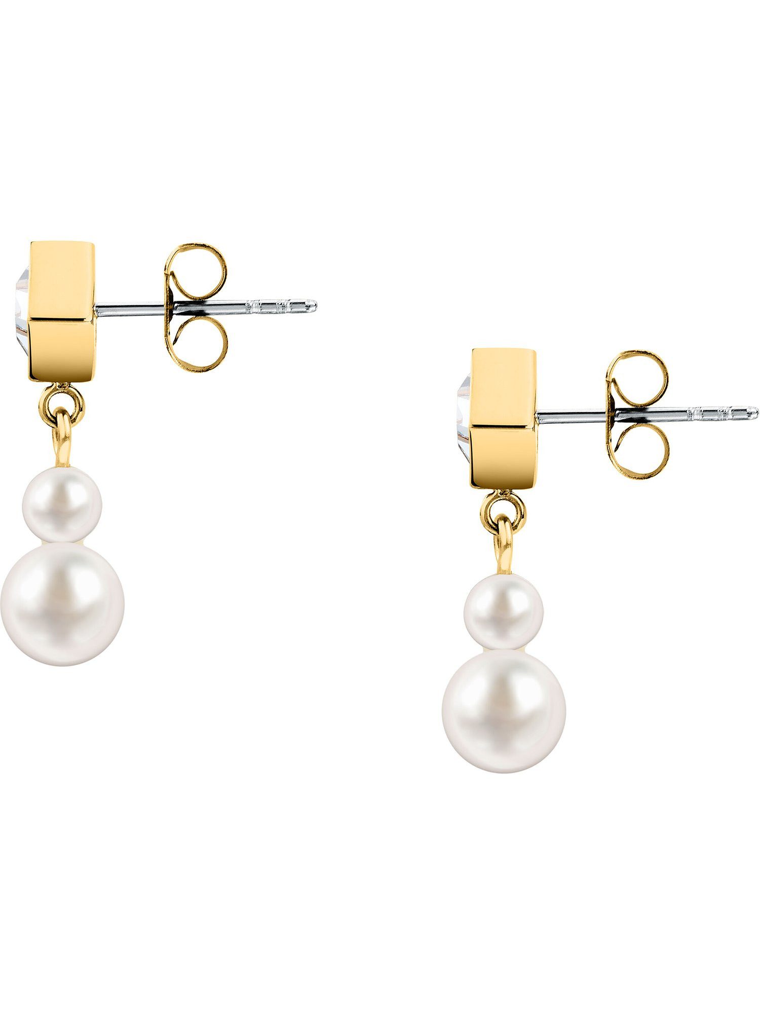 KARL LAGERFELD Paar Ohrstecker Karl Lagerfeld Damen-Ohrstecker Edelstahl Kristall, Pearl