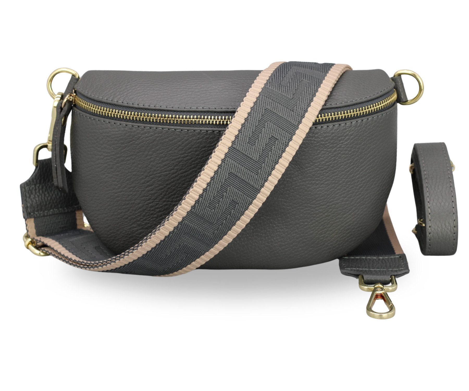 BRISE TASCHE Schultertasche SAHEL Gürteltasche Damen, echtes Leder, mit 2 Riemen (Medium Größe, mit extra gemustertem Gürtel), made in Italy