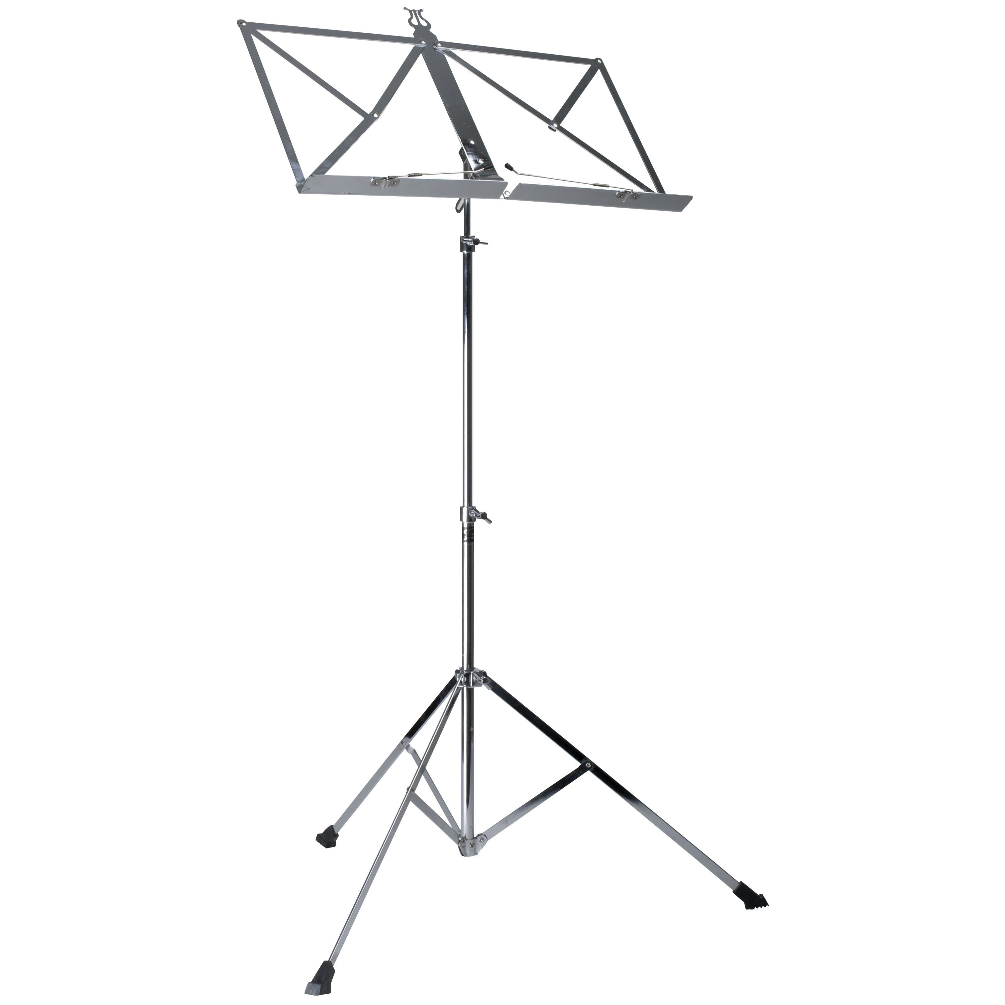 MUSIC STORE Notenpult, (Notenständer Zubehör Musiker faltbares Notenstativ silber mit Dreibein Leichtes Stativ aus vernickeltem Metall, Stative & Halter, Notenständer), Notenständer, faltbares Notenstativ, Musiker Zubehör