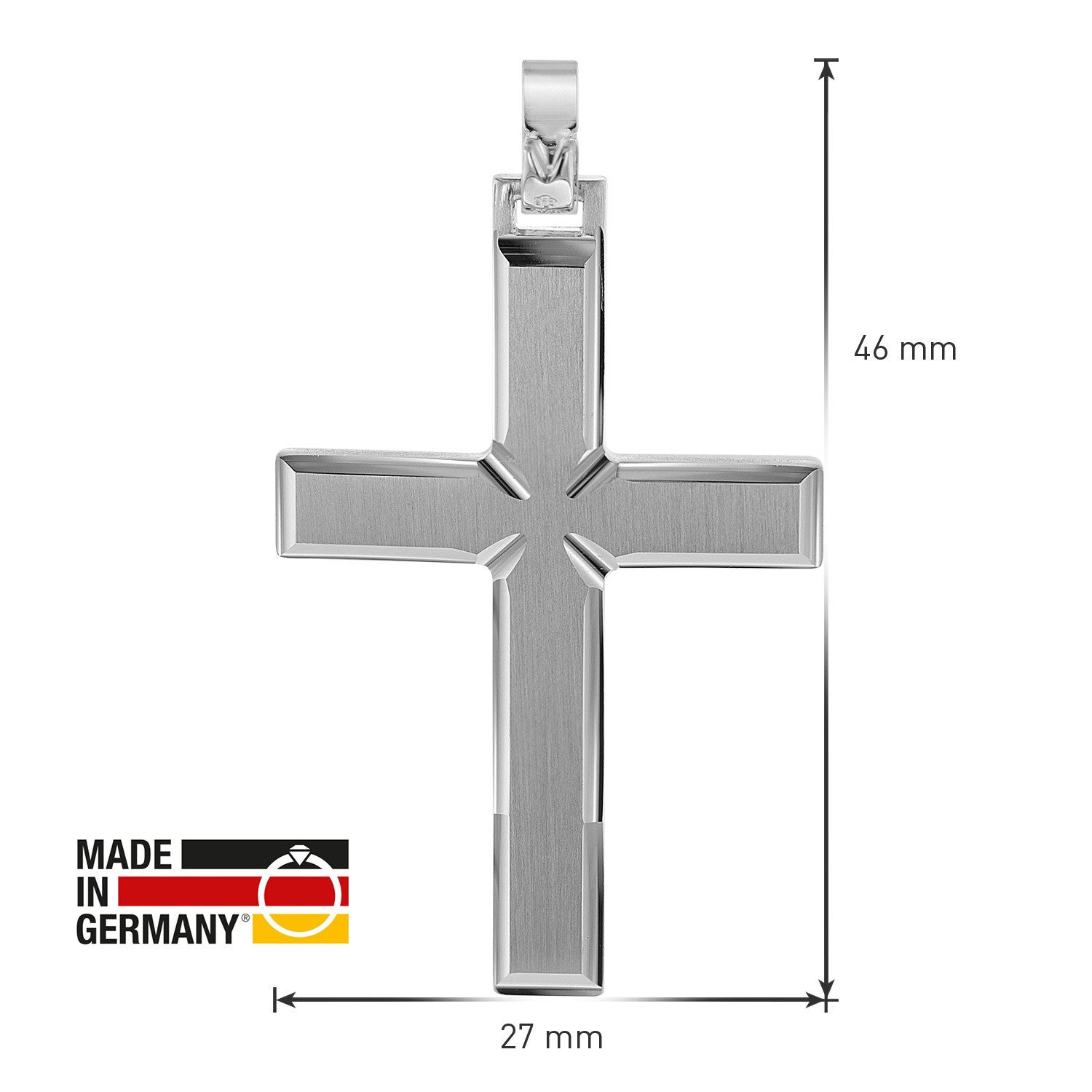 trendor Kreuzanhänger 08749, Kreuz-Anhänger für Männer 925 Silber 42 mm