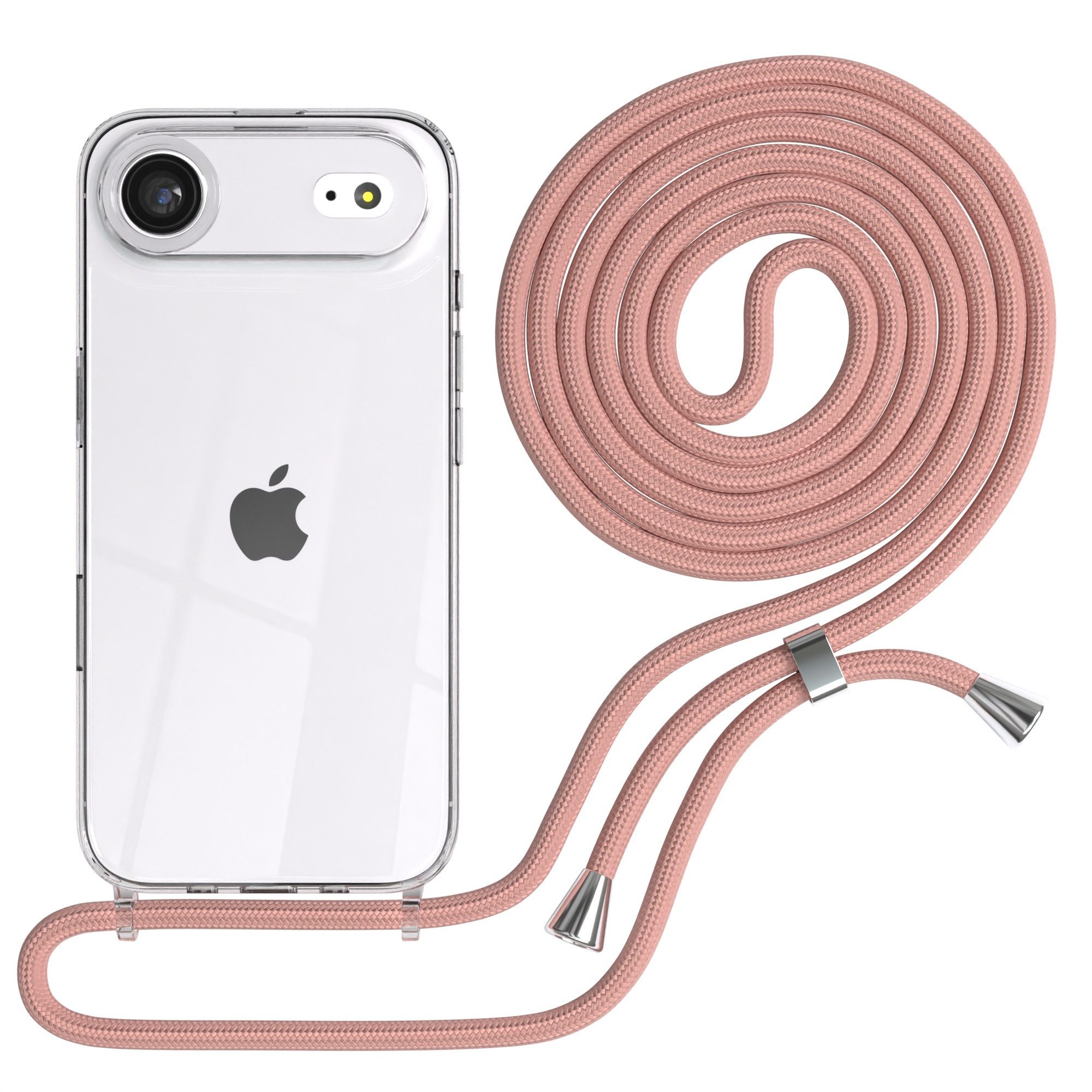 EAZY CASE Handykette Hülle mit Kette für Apple iPhone Air 6,5 Zoll, Ketten Hülle Schultergurt Schutzhülle Tasche mit Band Altrosa Unifarbe