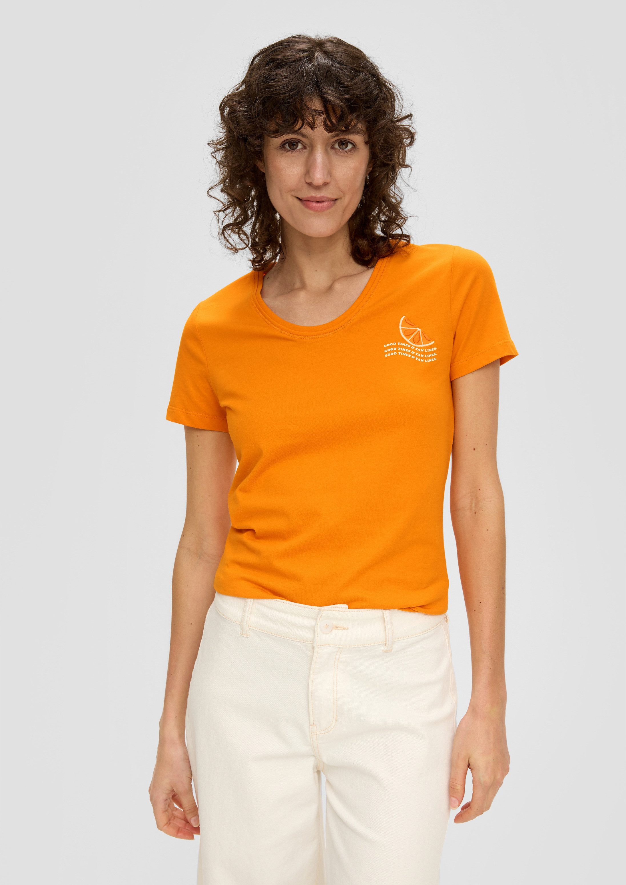s.Oliver Kurzarmshirt T-Shirt T-Shirt im Slim Fit mit Print-Detail