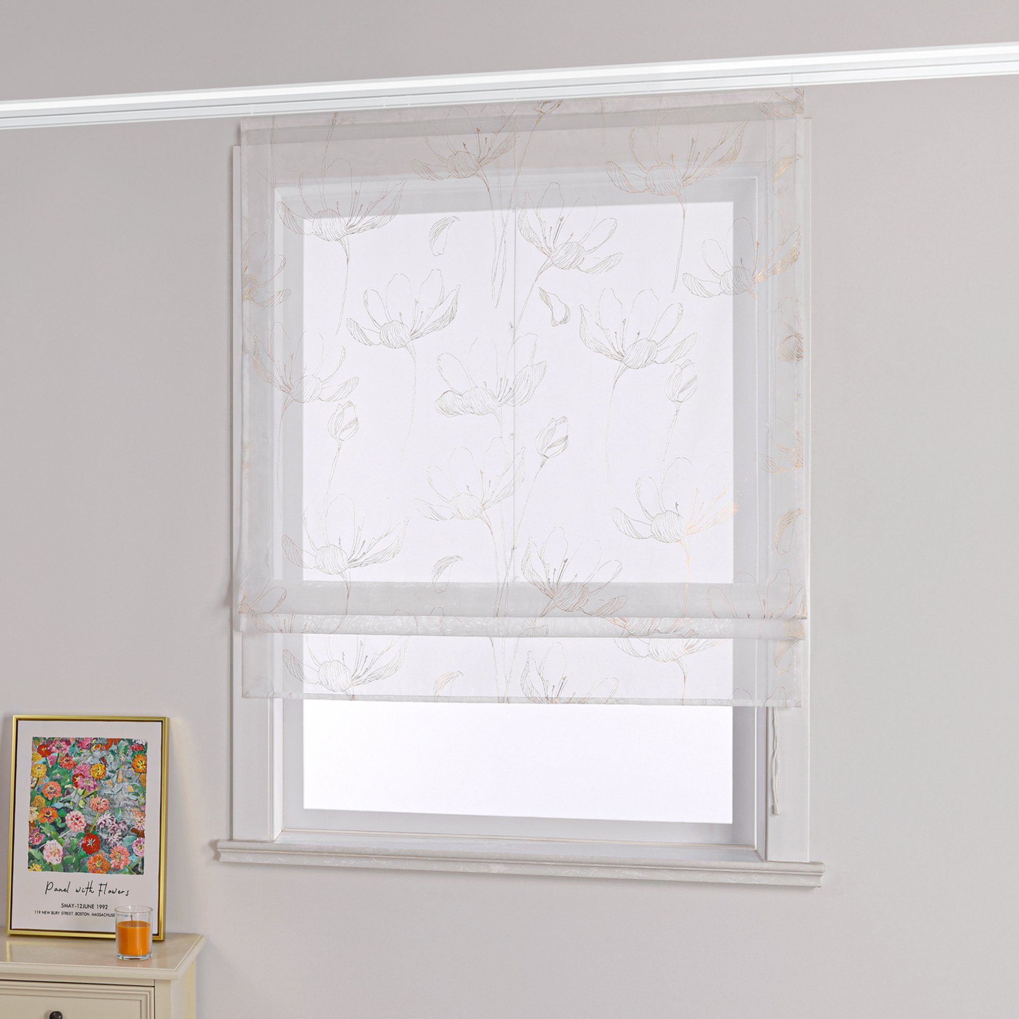 Joyswahl Raffrollo, mit Klettband, Küche Gardinen, Modern, mit Lotosmuster günstig online kaufen