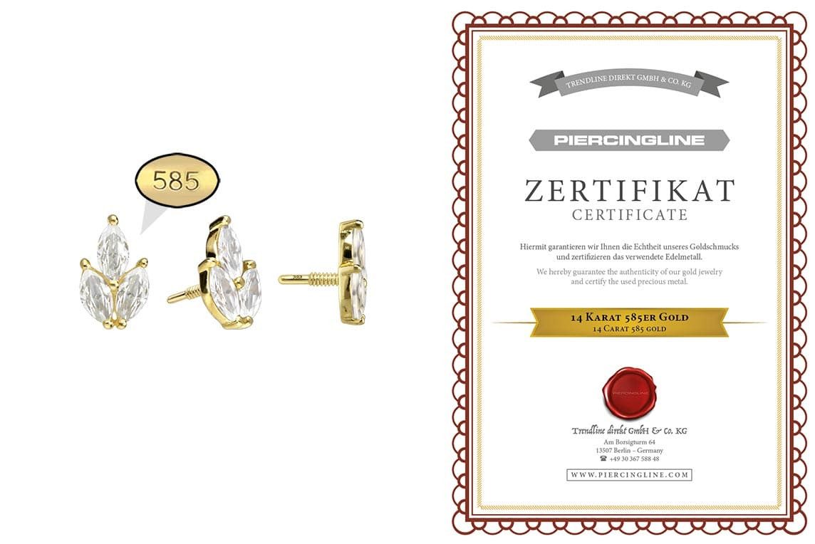 PIERCINGLINE Piercing-Set 14 Karat Gold Schraubaufsatz günstig online kaufen