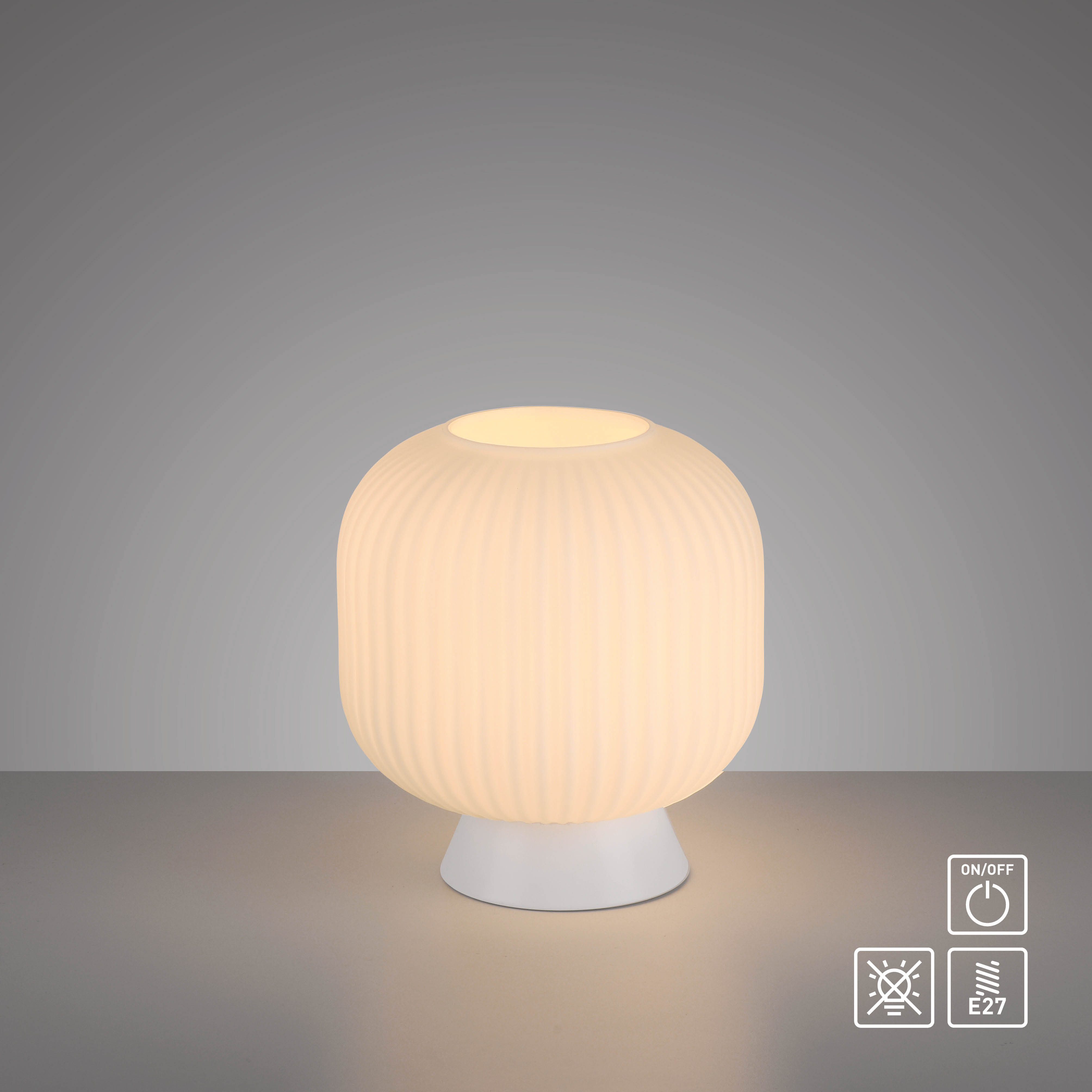 SCHÖNER WOHNEN-Kollektion LED Tischleuchte NAMI, Ein-/Ausschalter, ohne Leuchtmittel, SCHÖNER WOHNEN Kollektion, Schnurschalter, geriffeltes Glas – Bild 5 von 5