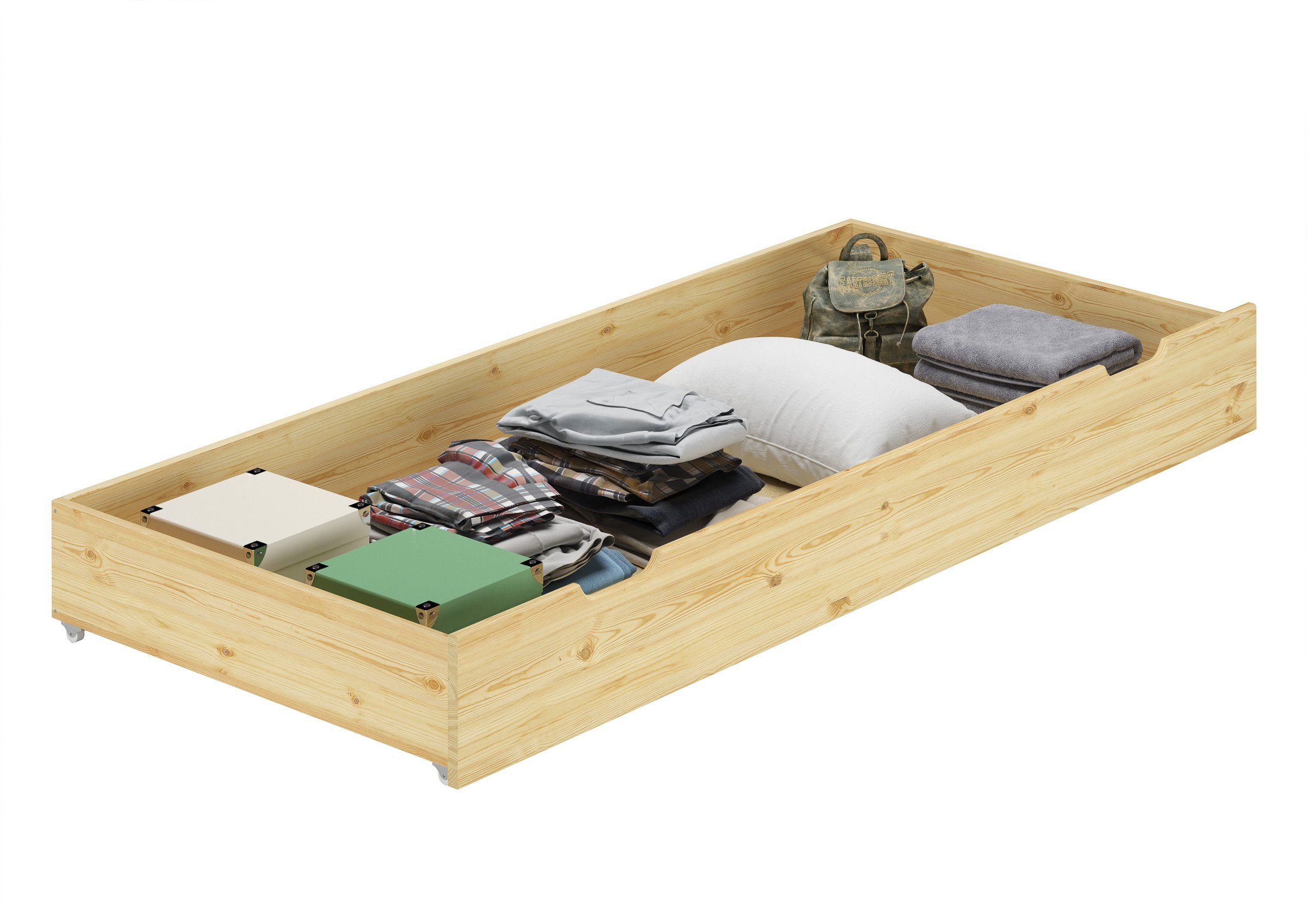 ERST-HOLZ Bettschubkasten Bettkasten für Betten Kiefer Massiv