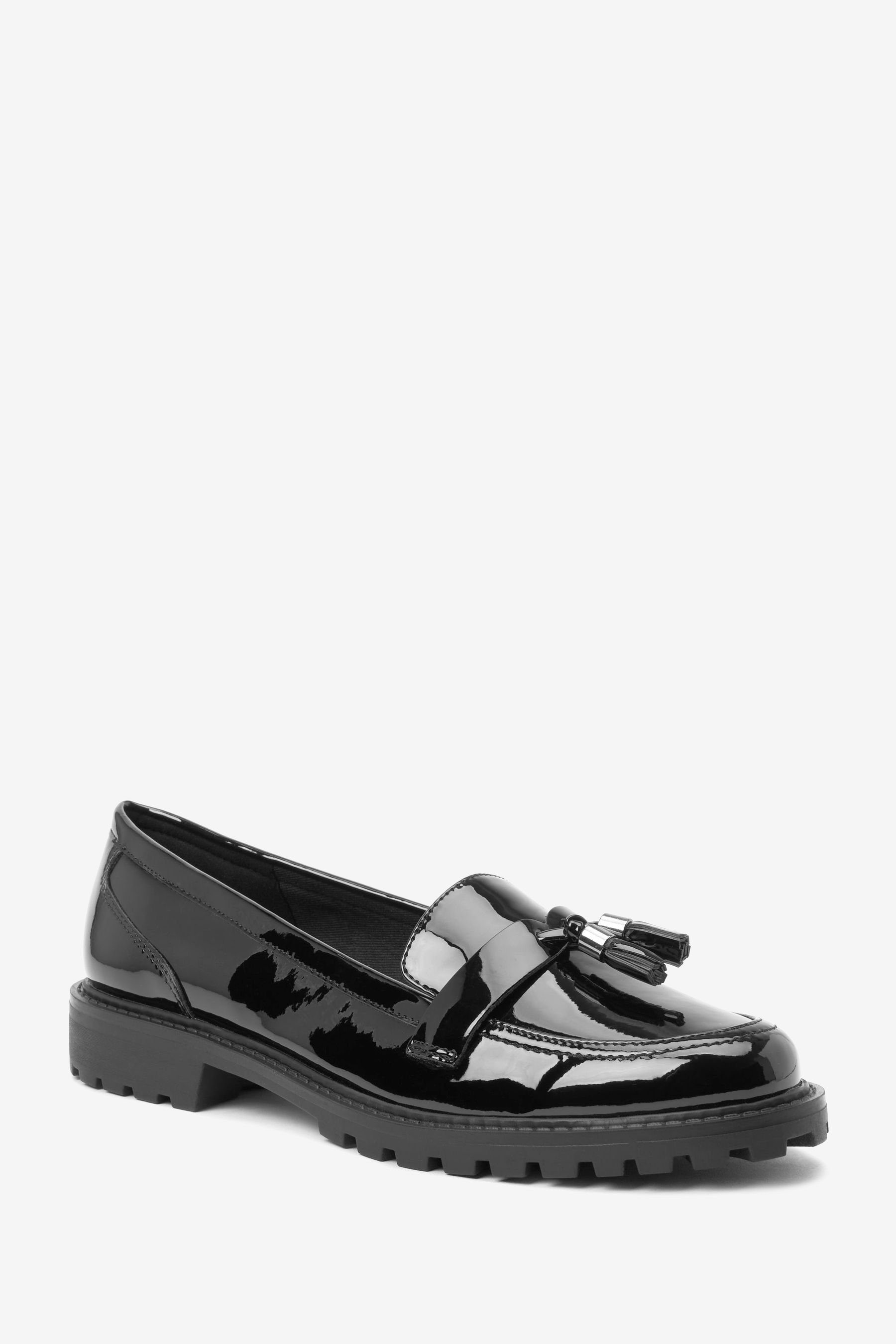 Next Forever Comfort Quastenslipper aus Lack –Extraweit Loafer (1-tlg) Black Patent