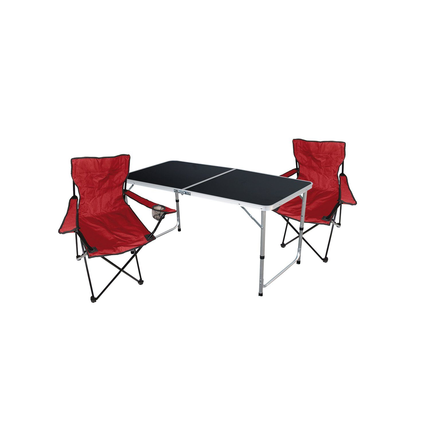 Mojawo Essgruppe 3-tlg. Camping Set Gartenmöbel Campingtisch + 2 x Anglersessel Rot