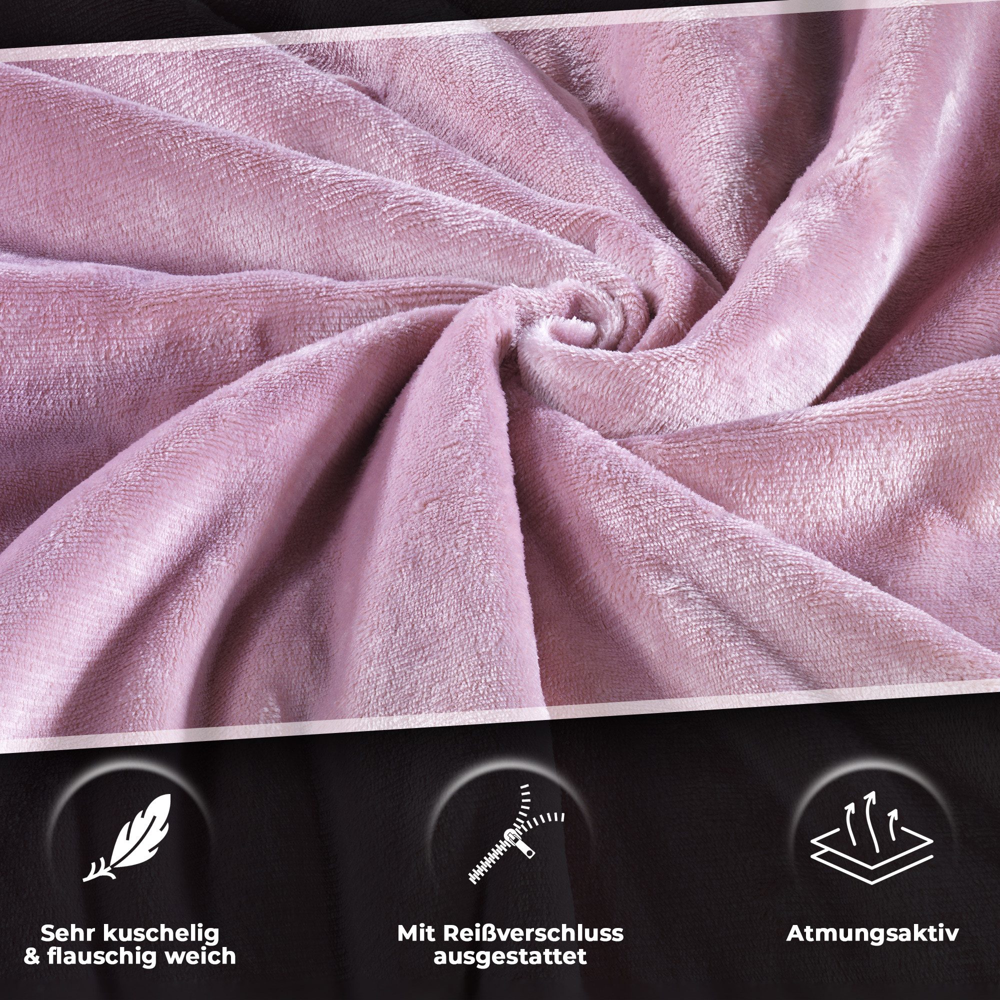 Dreamhome Wendebettwäsche Cashmere-Touch Fleece, weiche, warme Winterbettwäsche, Cashmere Touch, 2 teilig, Flauschig warmes Teddy-Plüsch – Bild 4 von 5