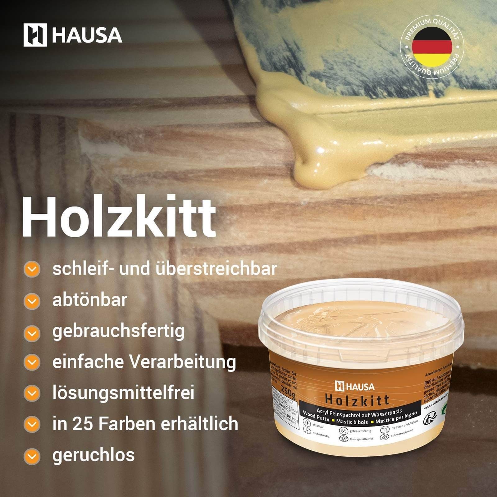 Hausa Holz-Reparaturset Holzkitt, 250g gebrauchsfertig ausgezeichnete Füllkraft rissbeständig, 1-St., Gramm Birke Holzspachtelmasse Kitt für Holz, Holzspachtel/ – Bild 5 von 5