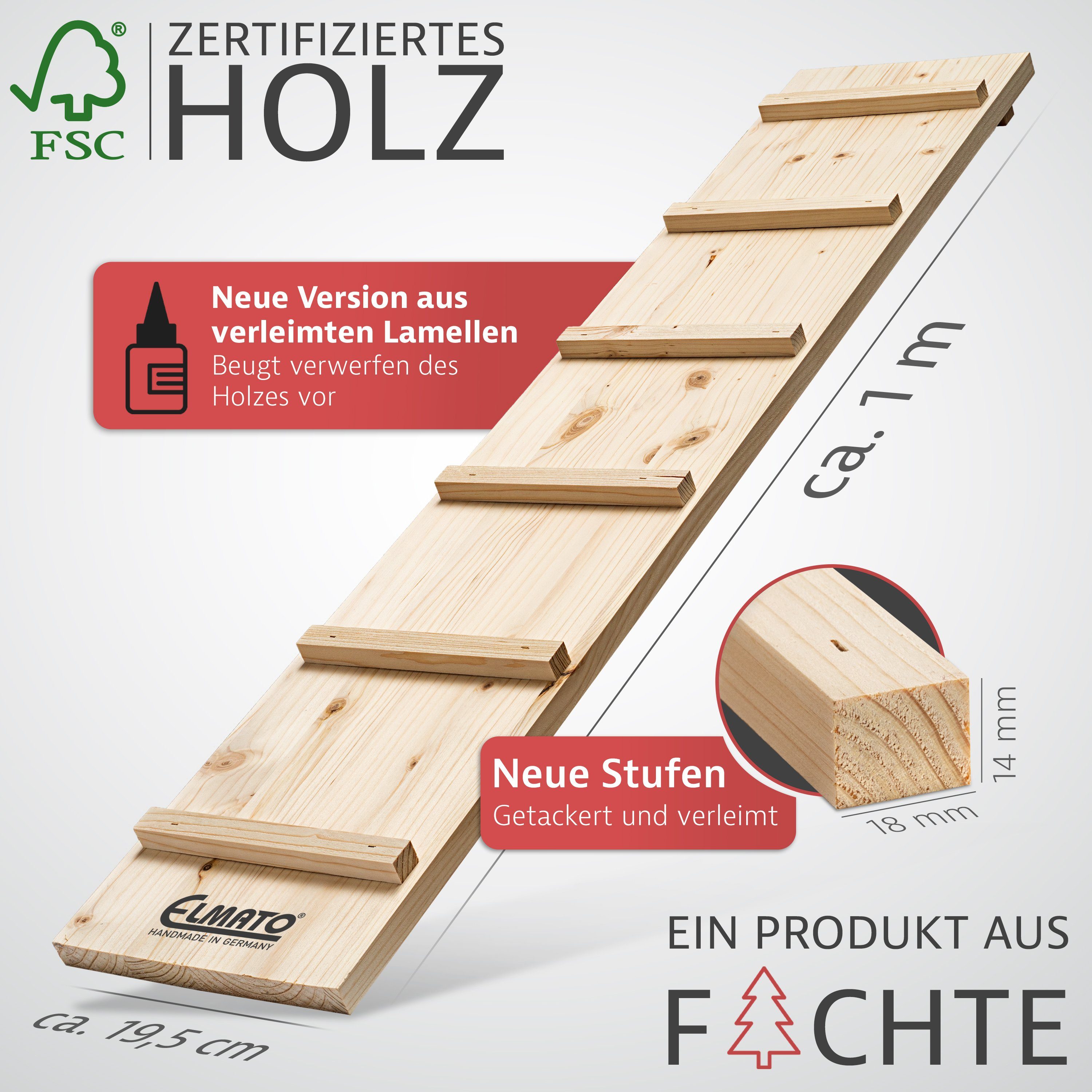 ELMATO Haustiertreppe Elmato 13019 Katzentreppe erweiterbar (1Meter mit Verbindungsstück)