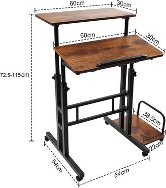 Dripex Stehpult Höhenverstellbar Laptoptisch mit Rollen und neigbar Tischplatte