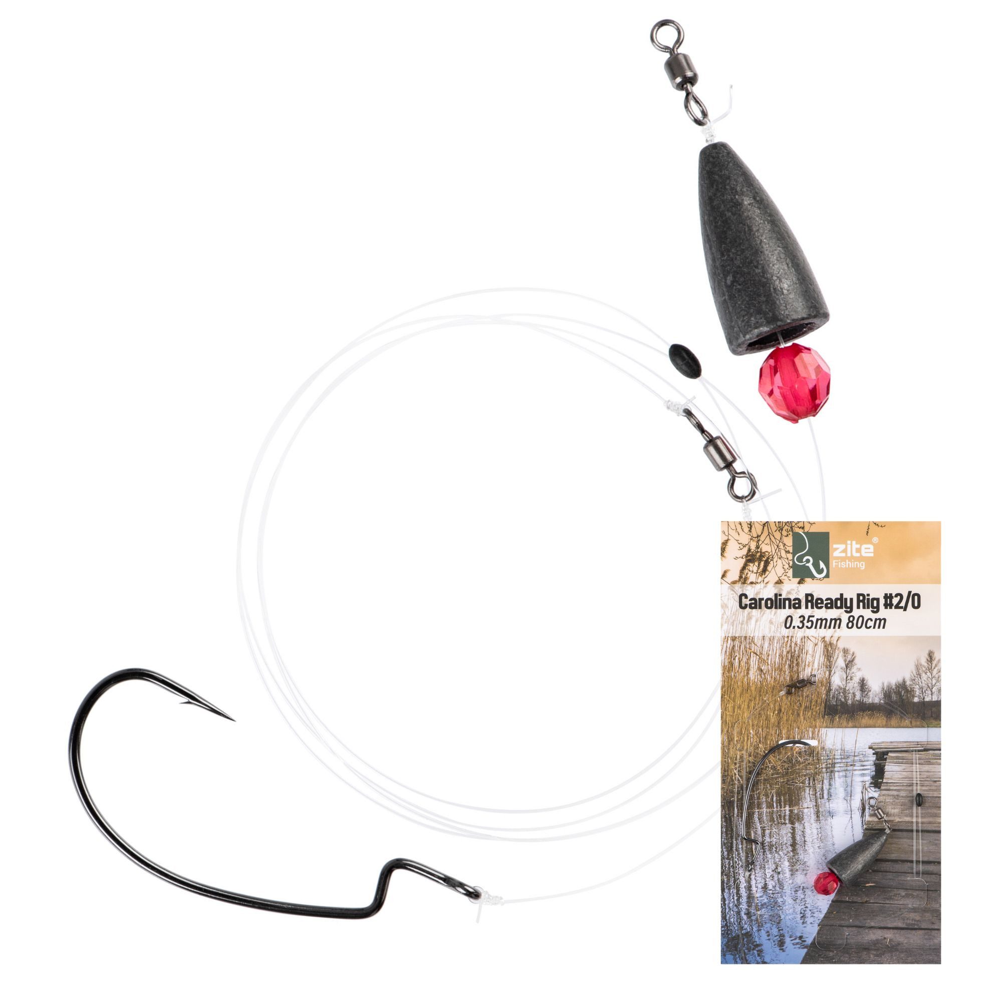 Offset-Haken Carolina Ready-to-Fish Rig #1 & #2/0 Fertigmontage Raubfischangeln